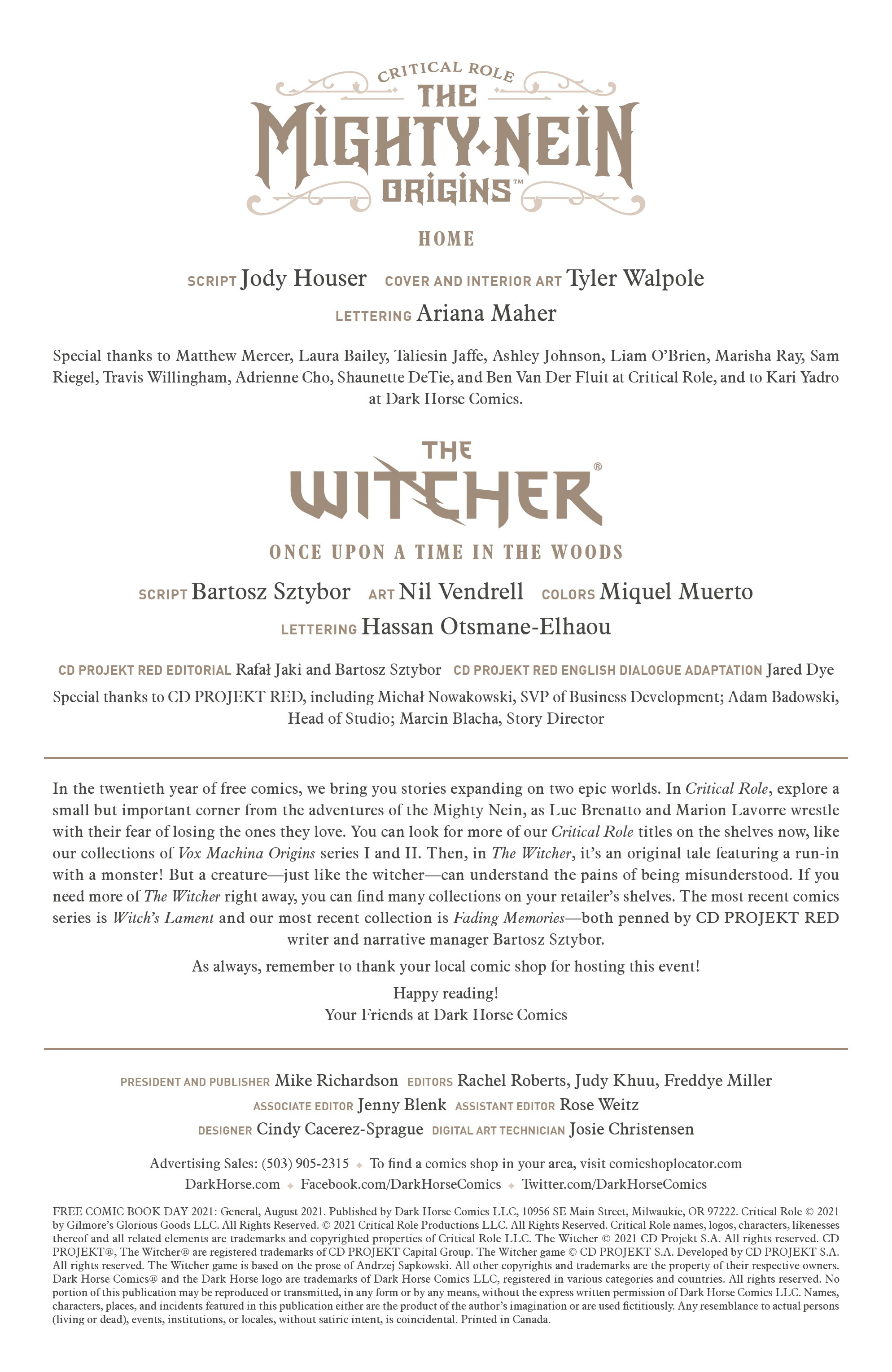 Read online Free Comic Book Day 2021 comic -  Issue # Critical Role - The Witcher - 2