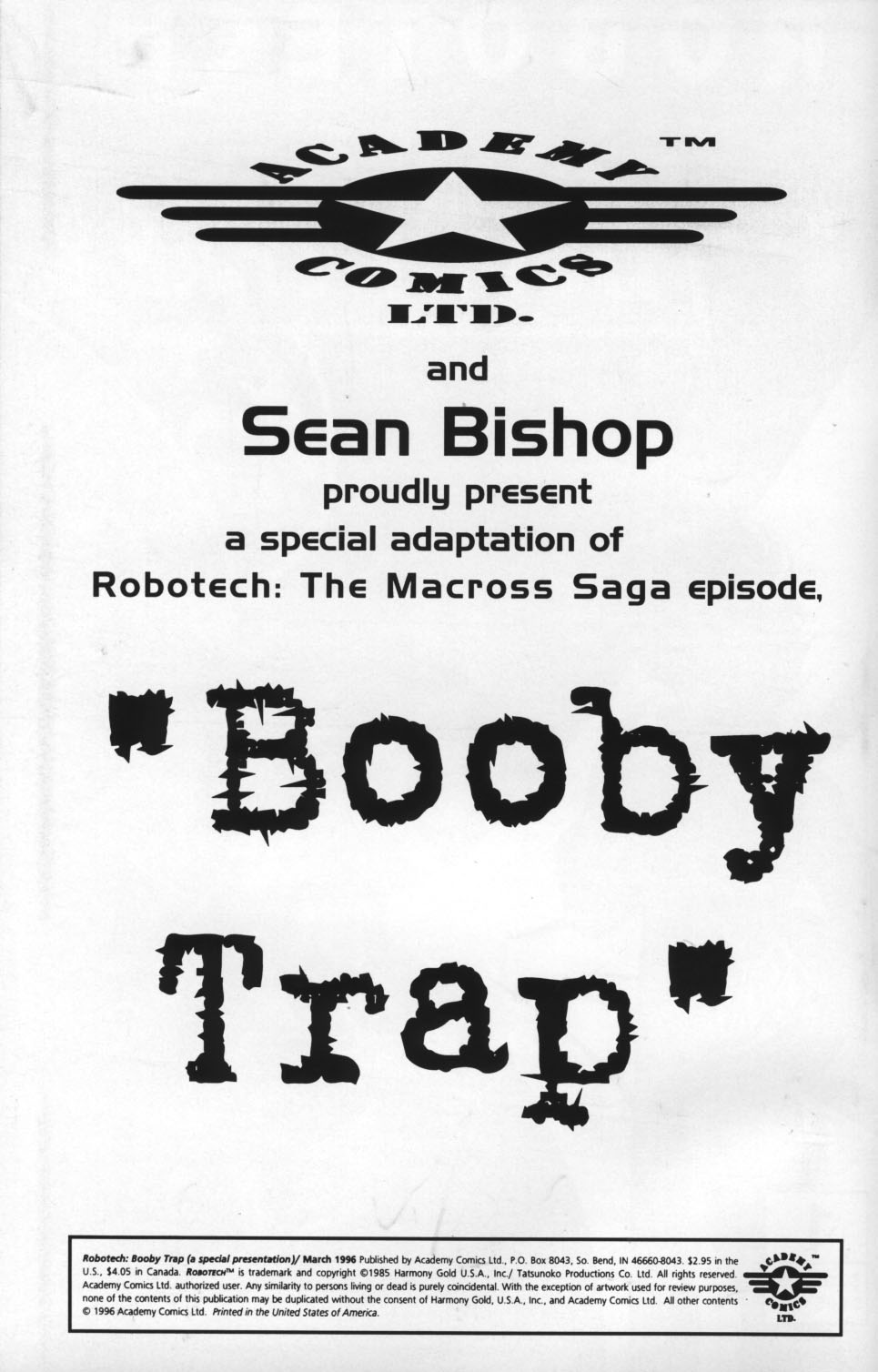 Read online Robotech: Booby Trap comic -  Issue # Full - 2