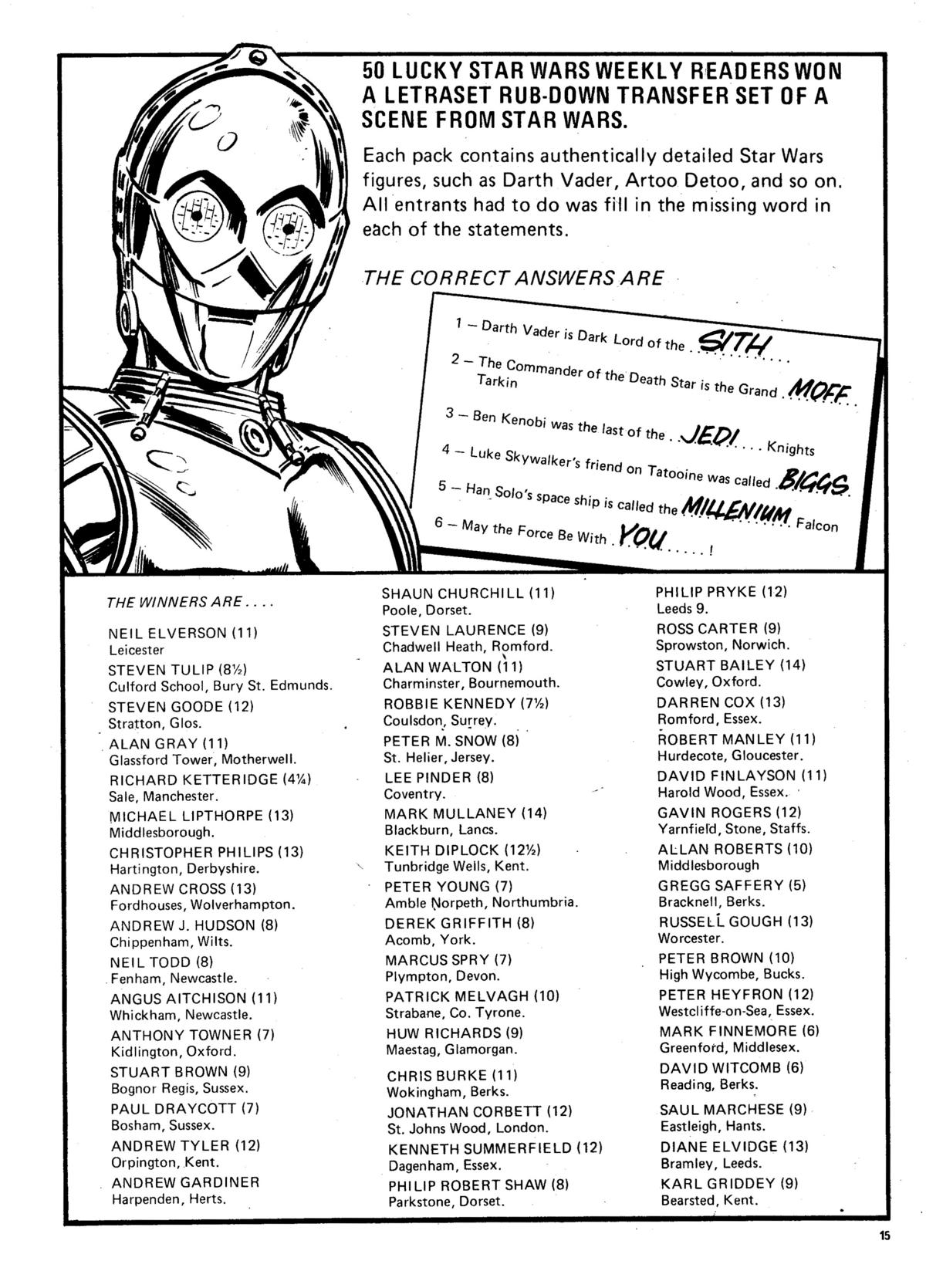 Read online Star Wars Weekly comic -  Issue #20 - 15