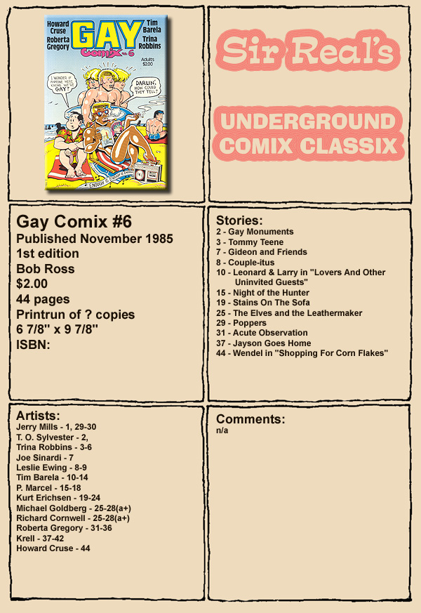 Read online Gay Comix (Gay Comics) comic -  Issue #6 - 1