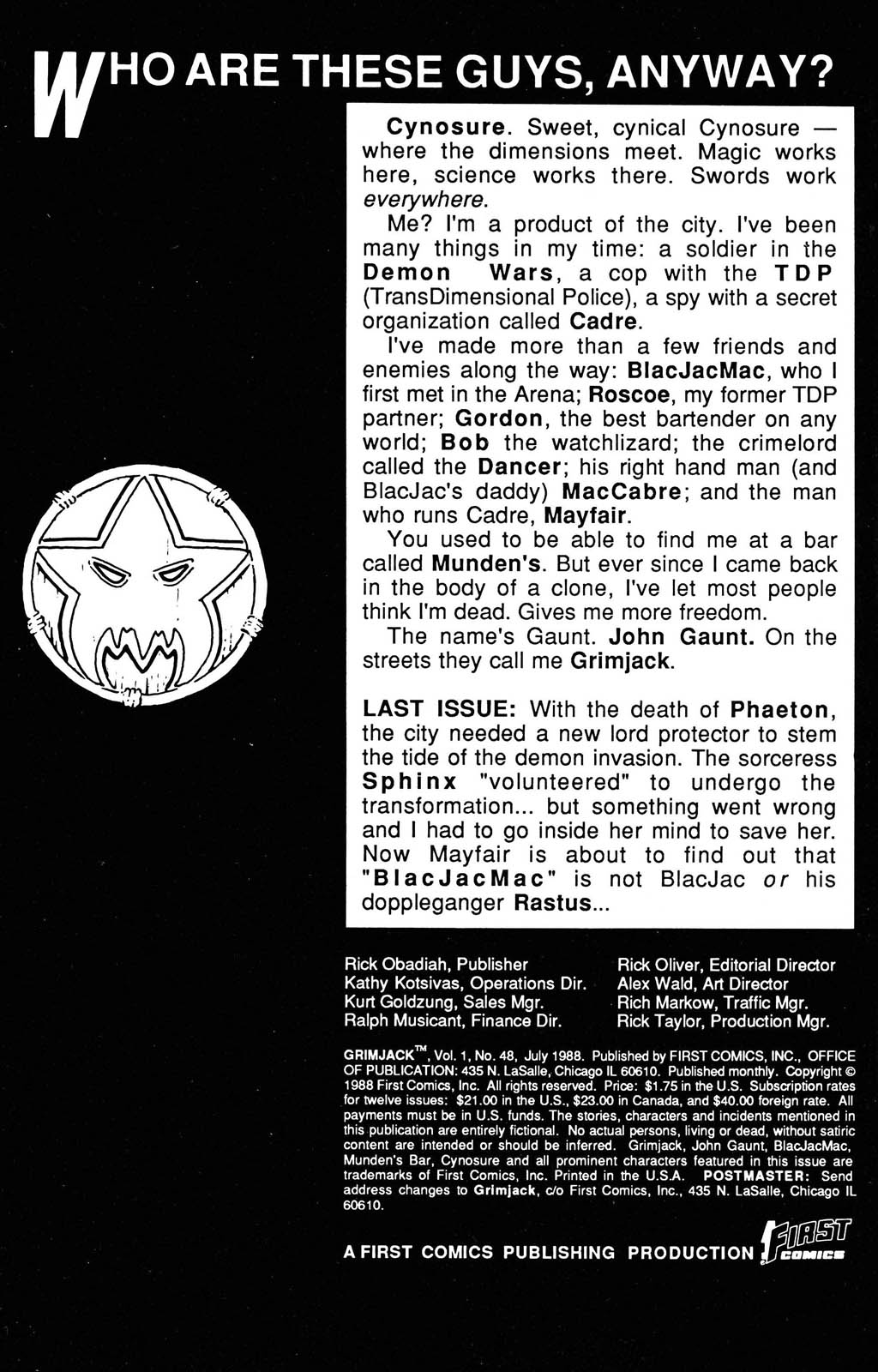 Read online Grimjack comic -  Issue #48 - 2
