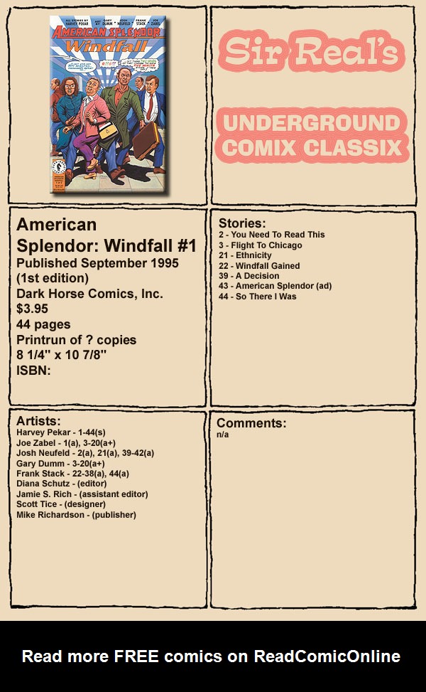 Read online American Splendor: Windfall comic -  Issue #1 - 1