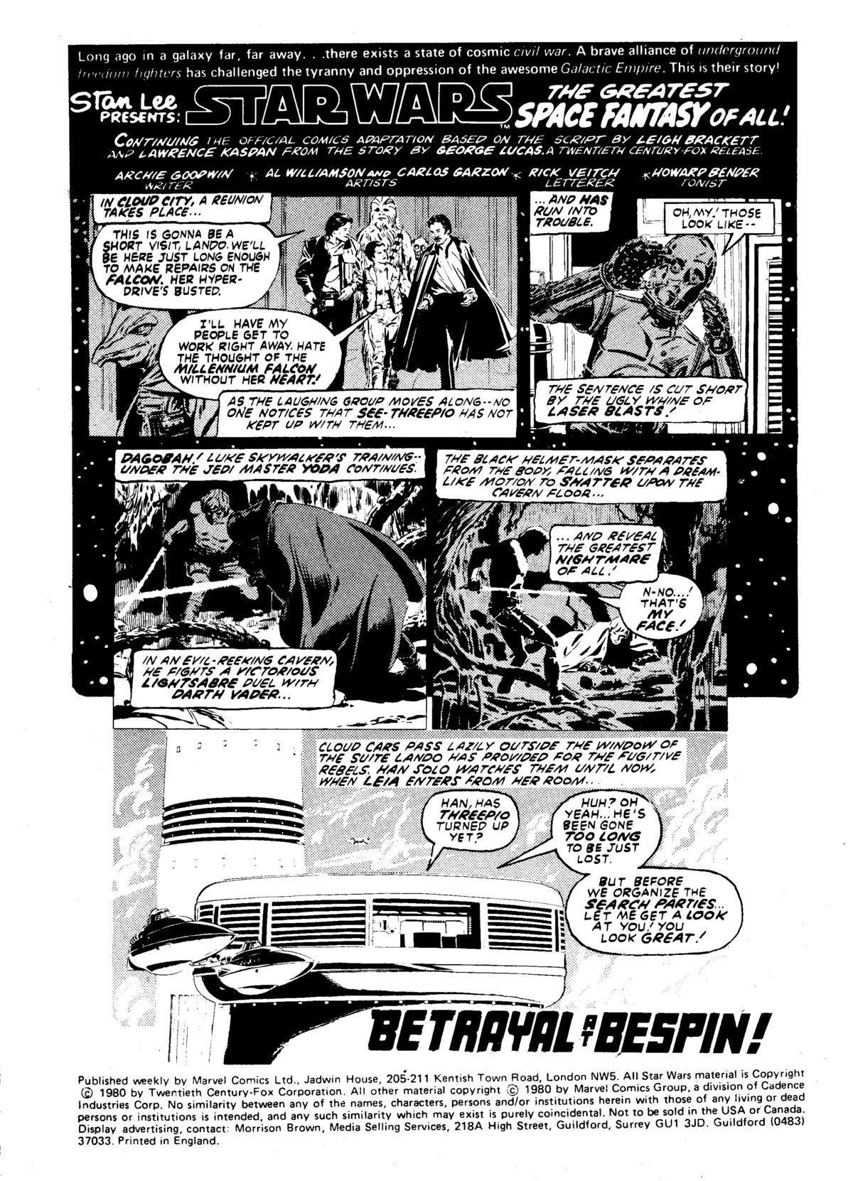 Read online Star Wars Weekly: The Empire Strikes Back comic -  Issue #131 - 3