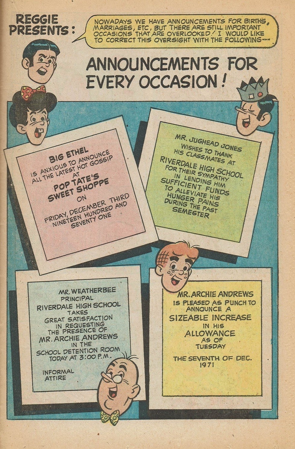 Read online Reggie's Wise Guy Jokes comic -  Issue #20 - 33