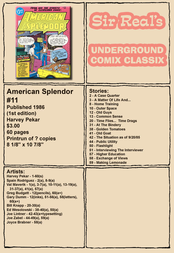 Read online American Splendor (1976) comic -  Issue #11 - 1