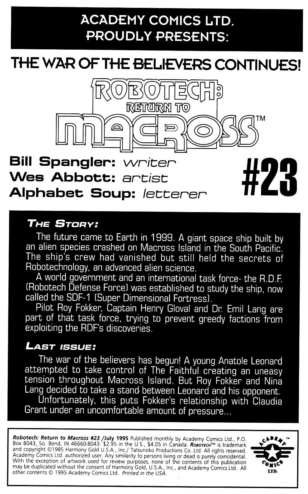 Read online Robotech: Return to Macross comic -  Issue #23 - 2