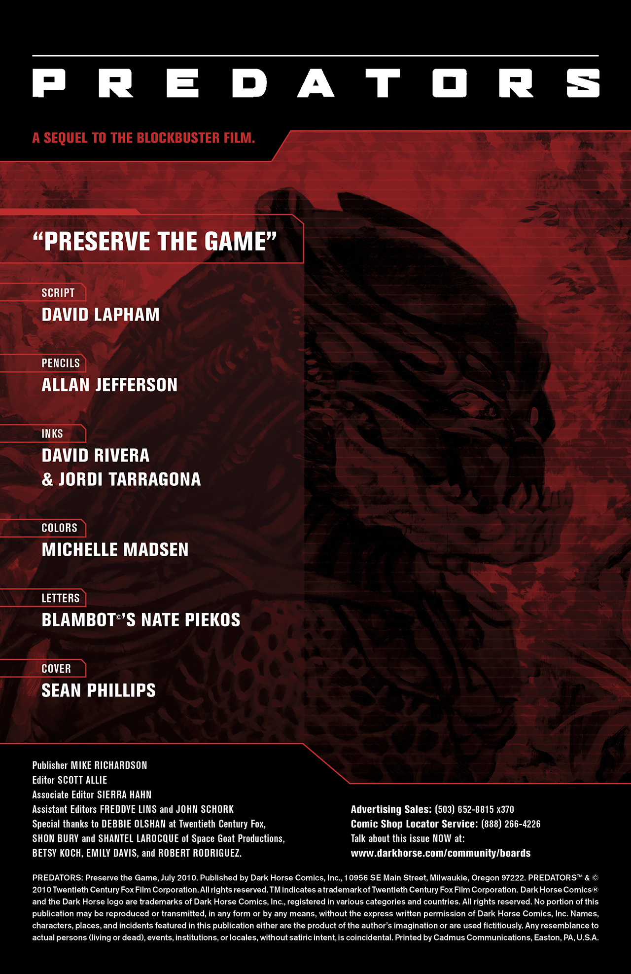 Read online Predators: Preserve the Game comic -  Issue # Full - 2