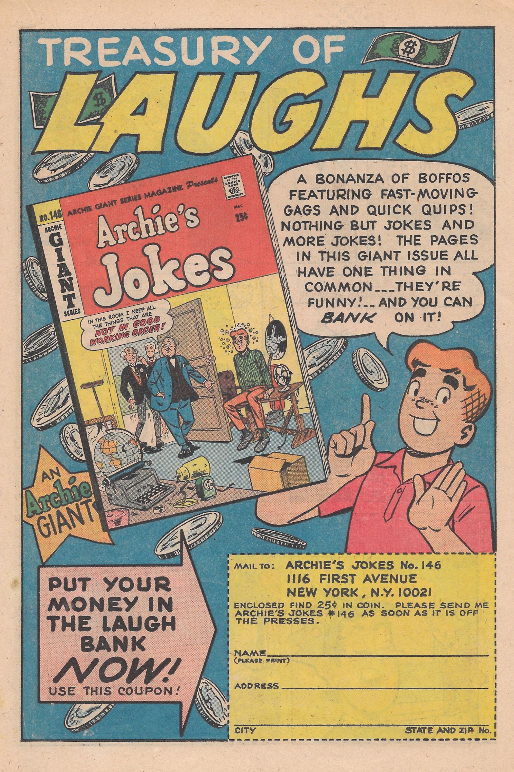 Read online Jughead's Jokes comic -  Issue #1 - 19