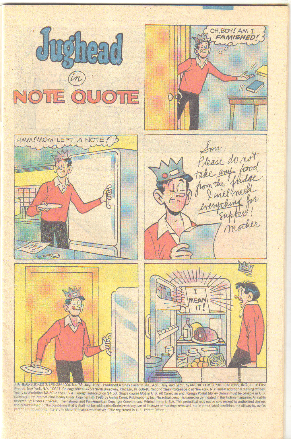 Read online Jughead's Jokes comic -  Issue #73 - 3
