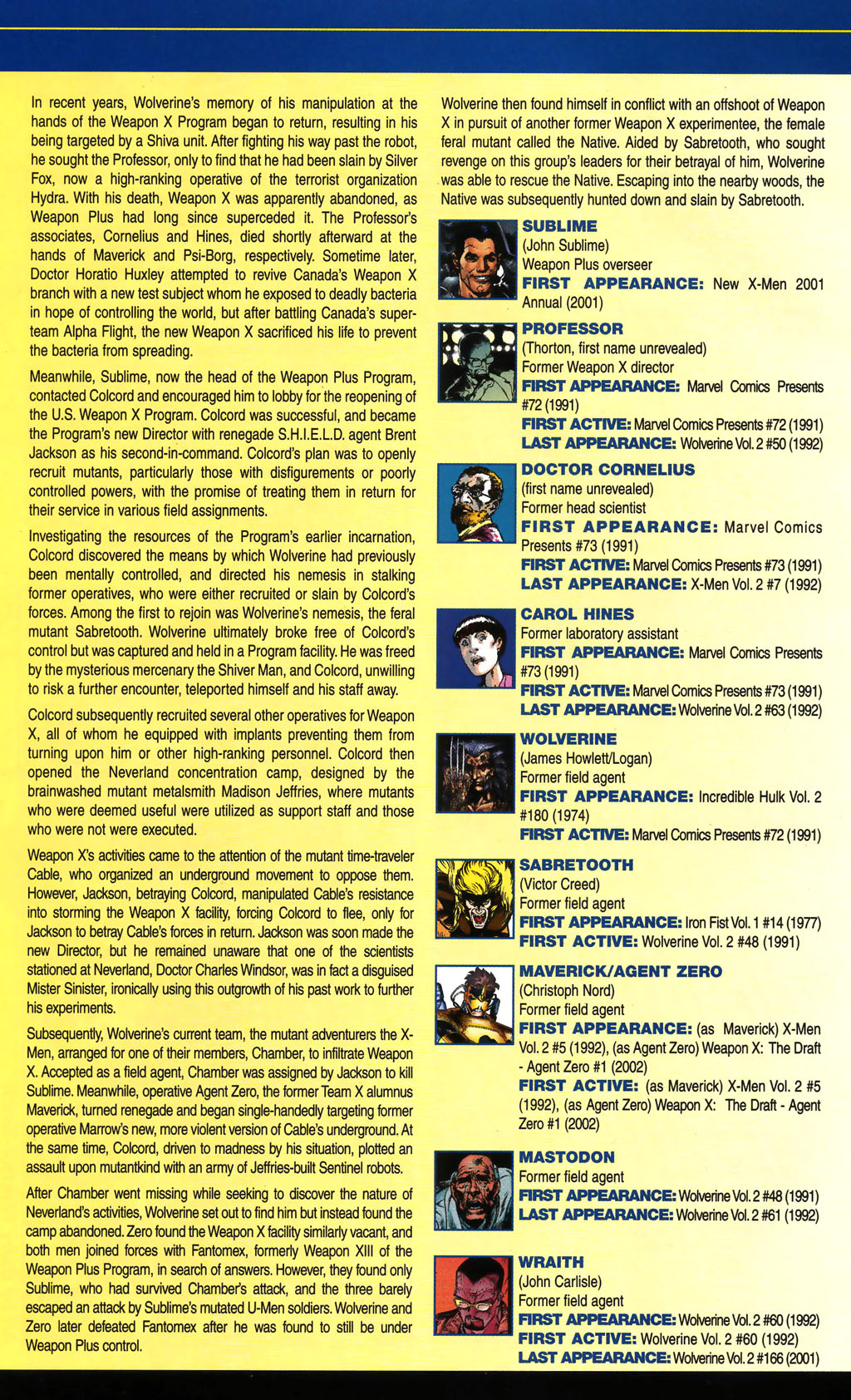 Read online Official Handbook of the Marvel Universe: Wolverine 2004 comic -  Issue # Full - 46