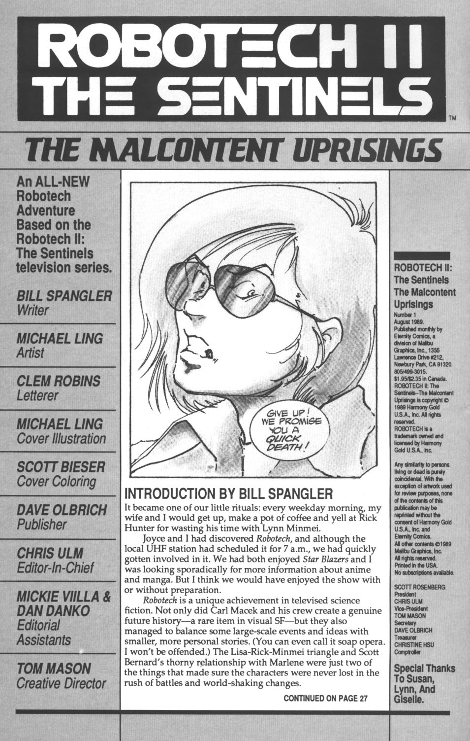 Read online Robotech II: The Sentinels - The Malcontent Uprisings comic -  Issue #1 - 2