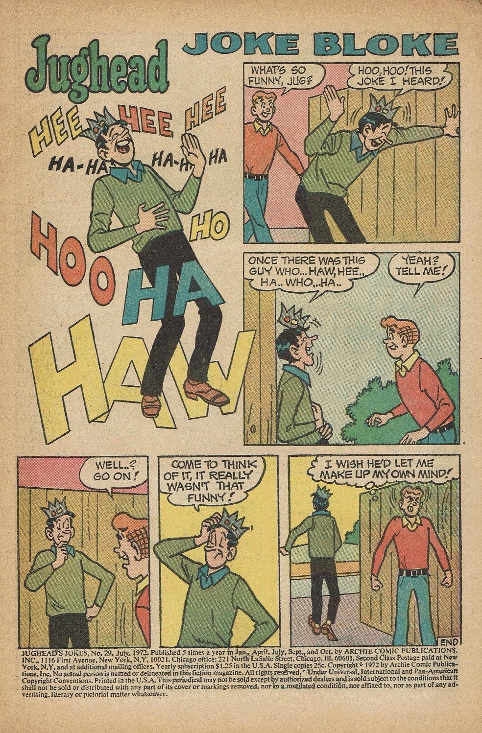 Read online Jughead's Jokes comic -  Issue #29 - 3