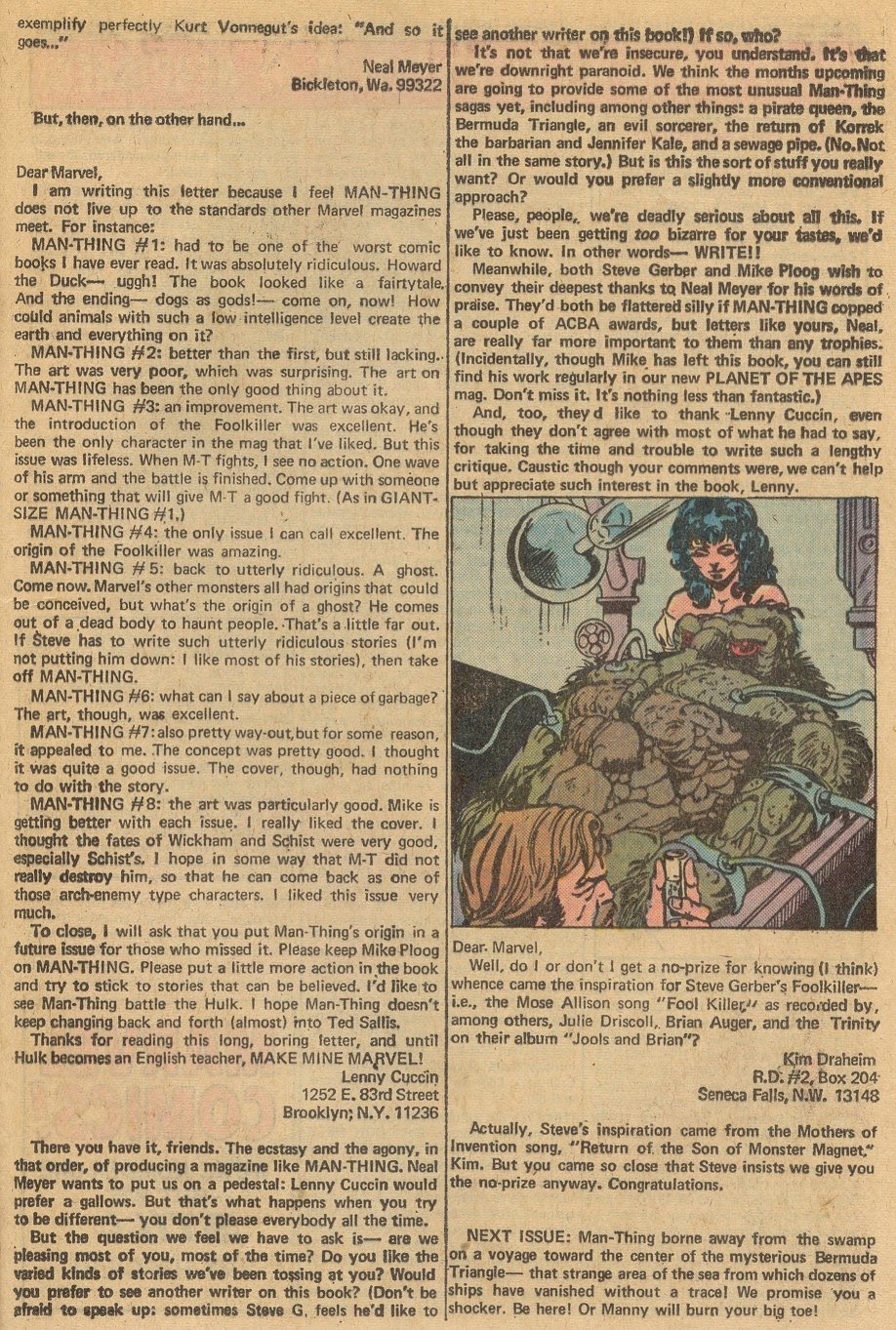 Read online Man-Thing (1974) comic -  Issue #12 - 14
