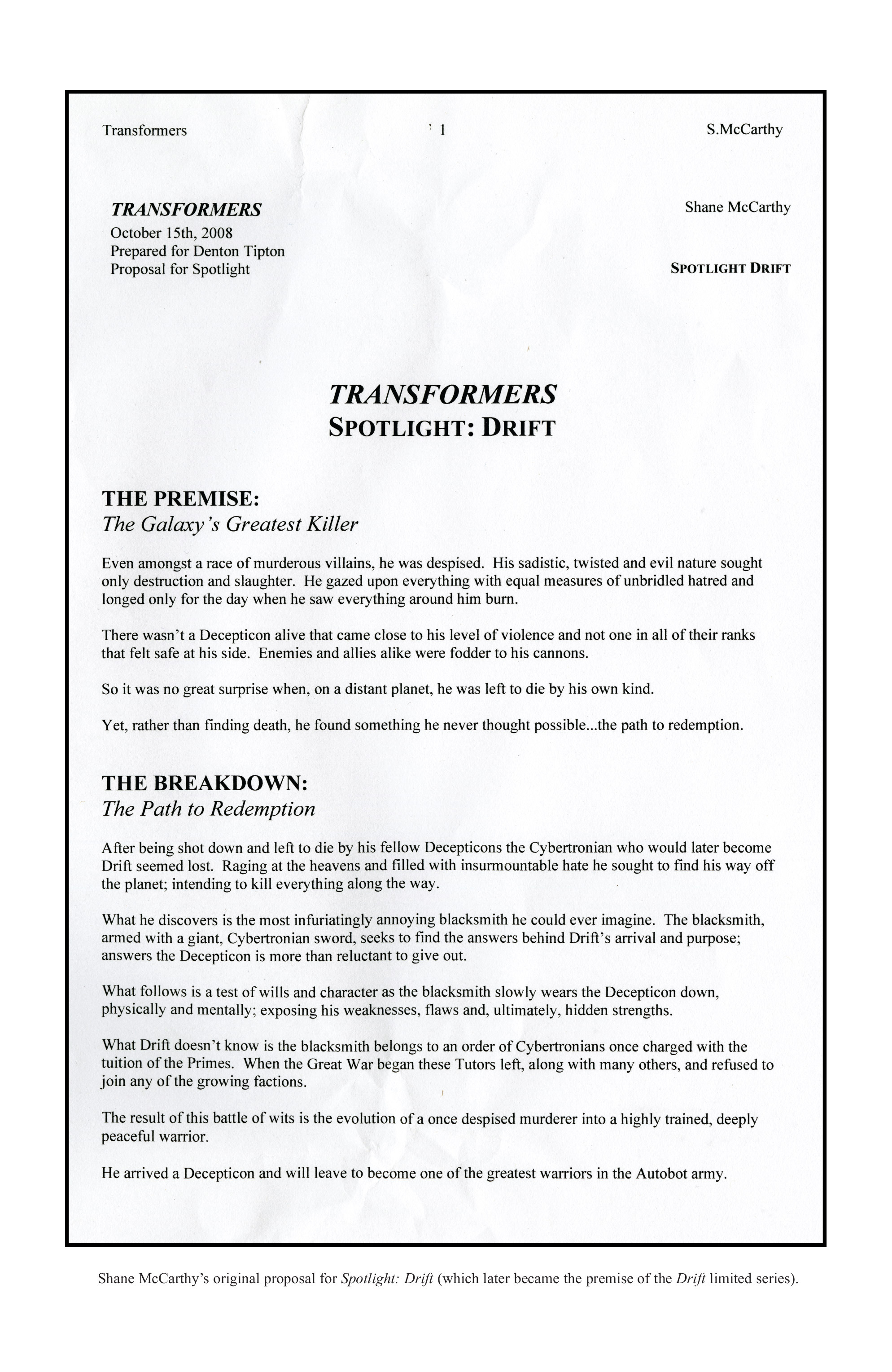 Read online The Transformers Spotlight: Drift Director's Cut comic -  Issue # Full - 42