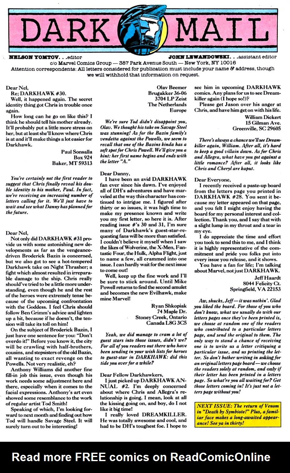 Read online Darkhawk (1991) comic -  Issue #34 - 24
