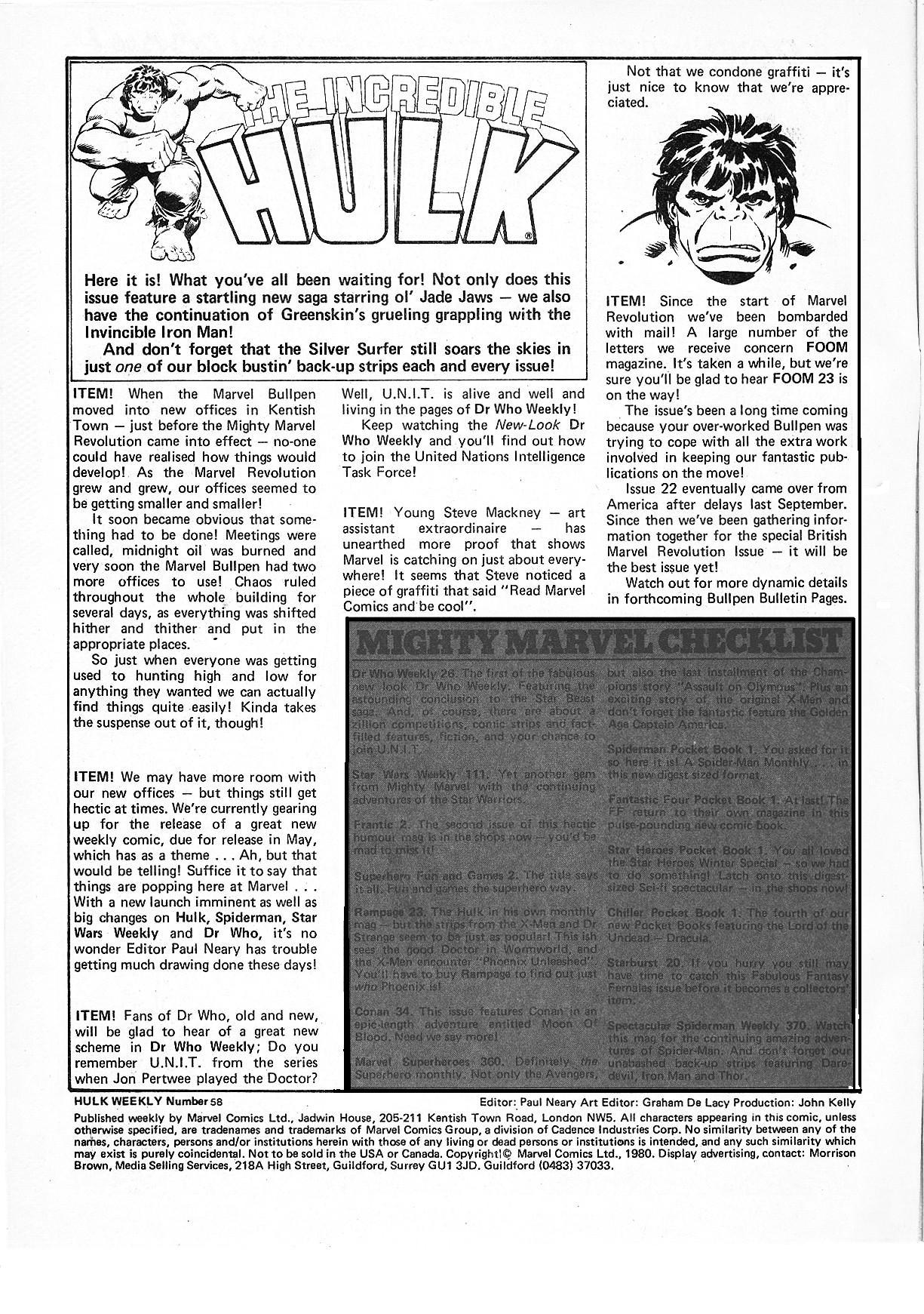 Read online The Incredible Hulk Weekly comic -  Issue #58 - 2