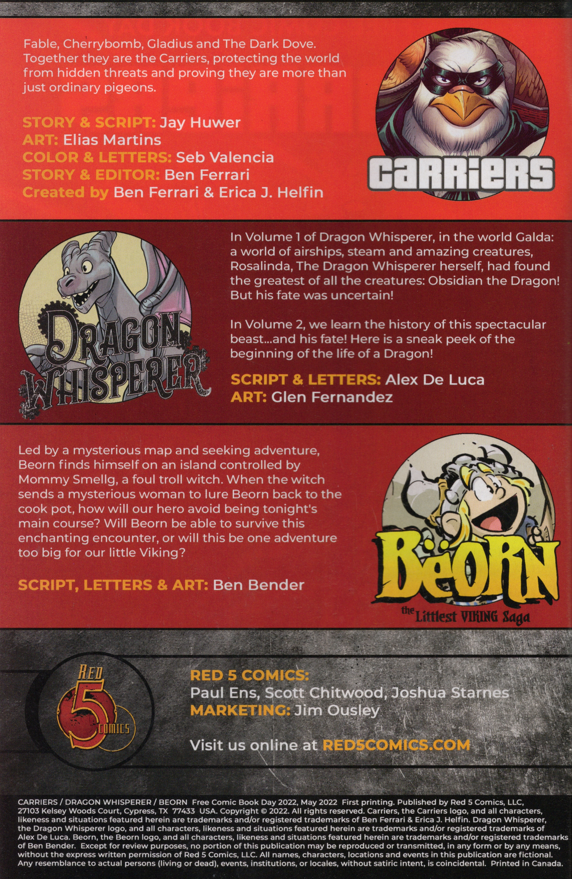 Read online Free Comic Book Day 2022 comic -  Issue # 5 Red Comics Carriers, Beorn and Dragon Whisperer - 2