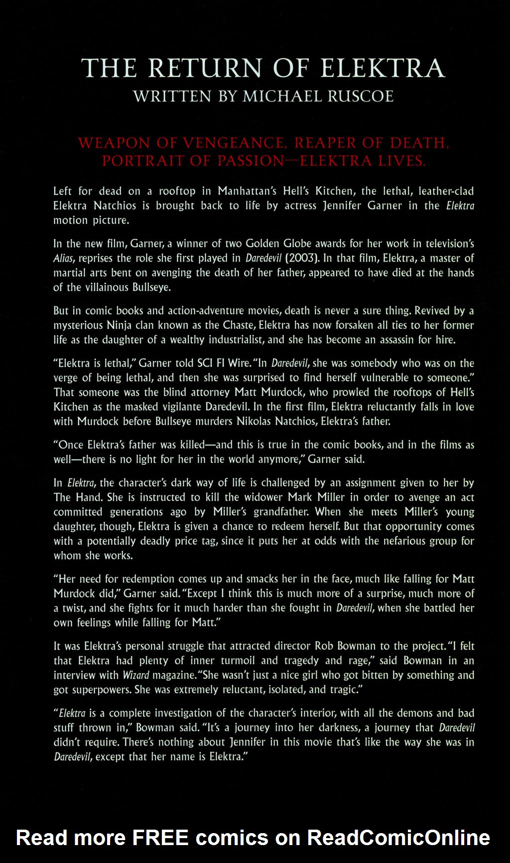 Read online Elektra: The Official Movie Adaptation comic -  Issue # Full - 52