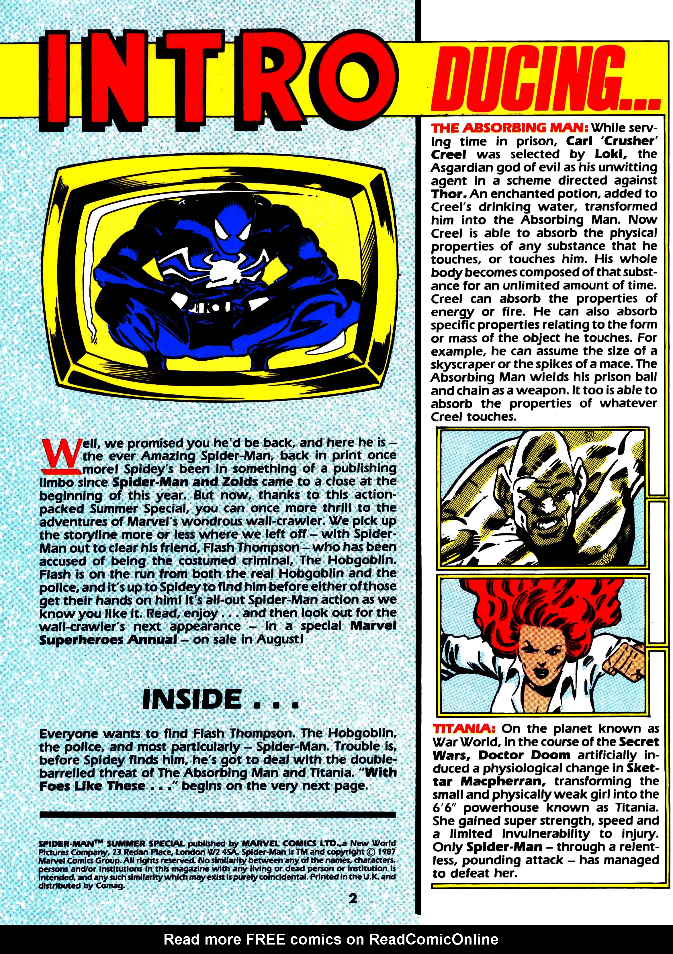 Read online Spider-Man Special comic -  Issue #1987S - 2