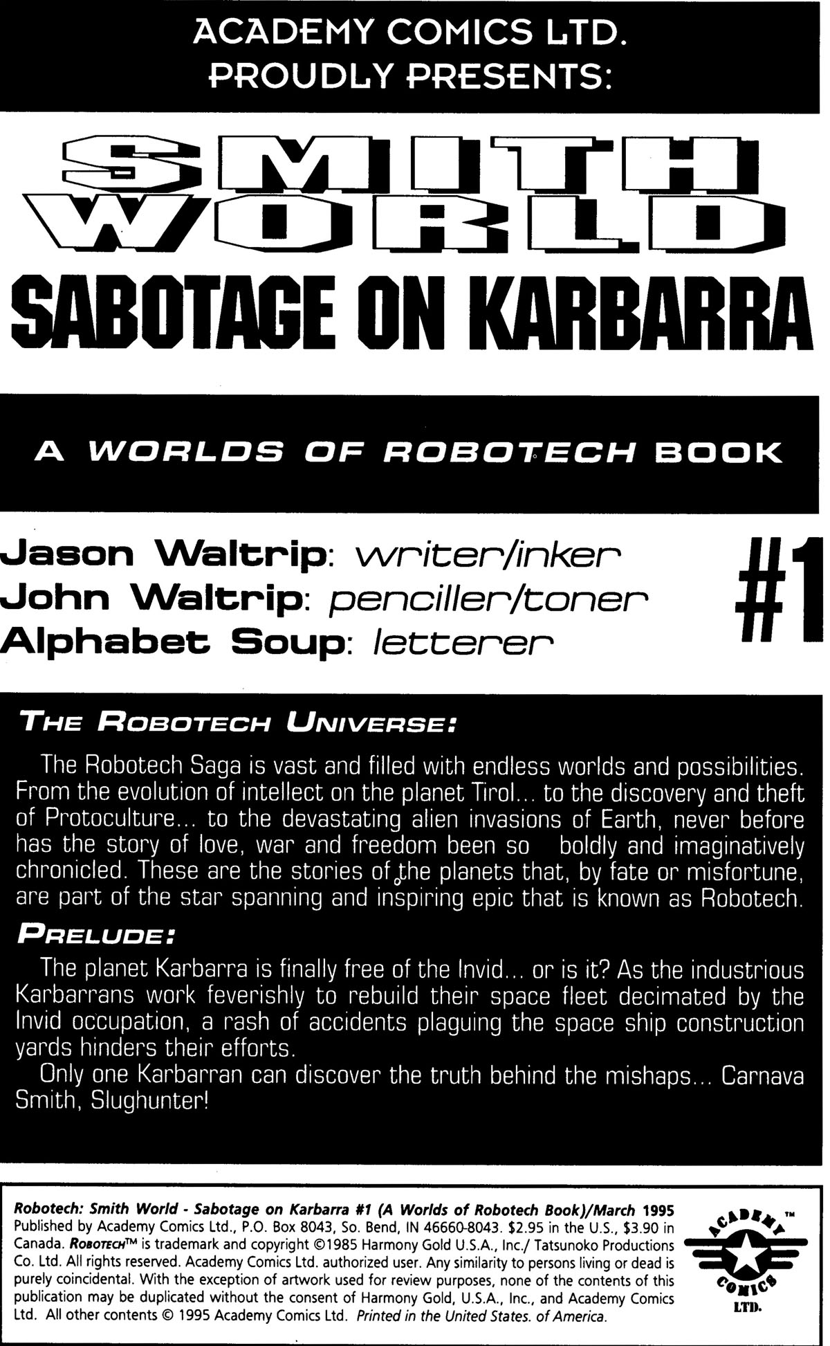 Read online Robotech: Smith World - Sabotage on Karbarra comic -  Issue # Full - 2