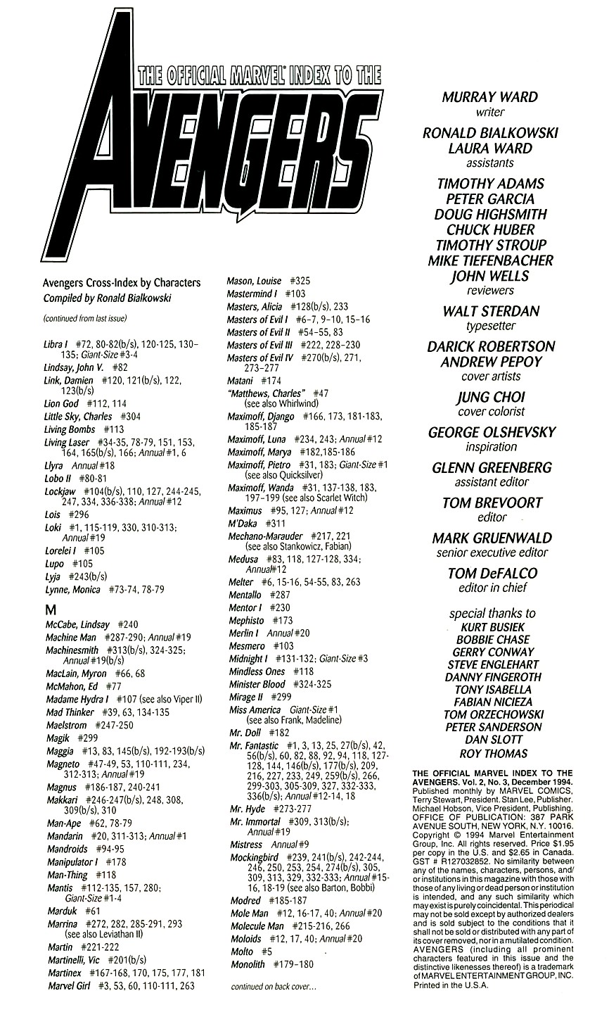 Read online The Official Marvel Index to the Avengers comic -  Issue #3 - 2