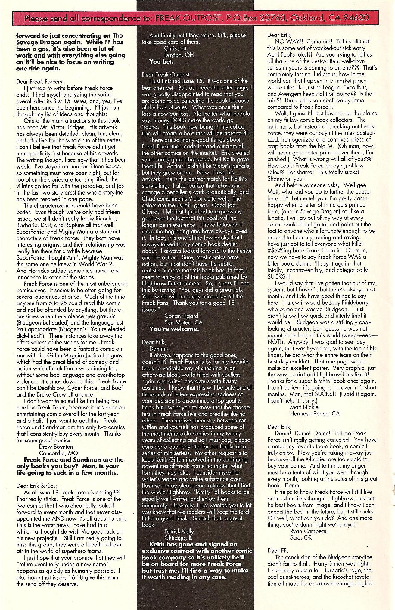 Read online Freak Force (1993) comic -  Issue #16 - 27