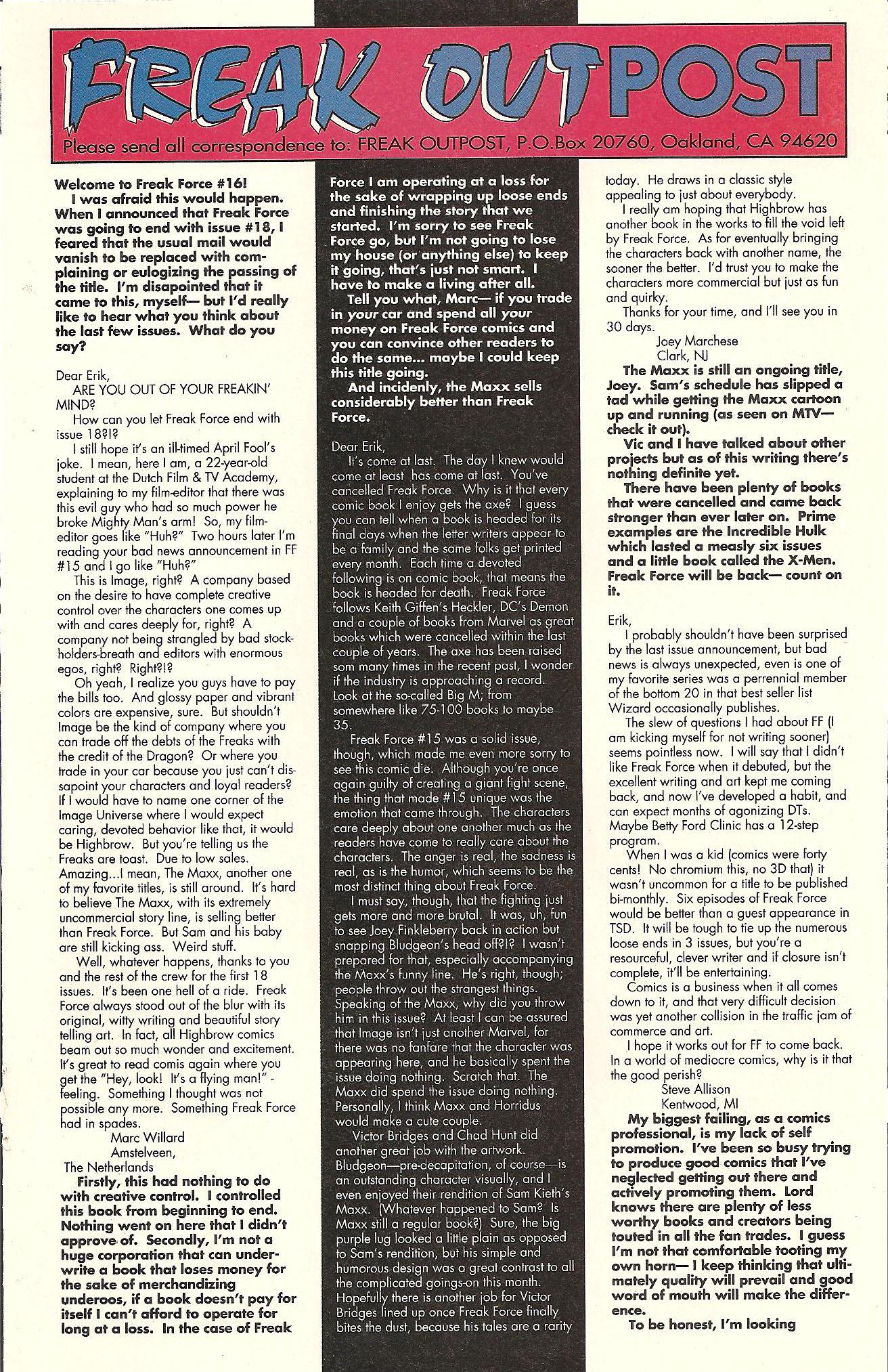 Read online Freak Force (1993) comic -  Issue #16 - 26