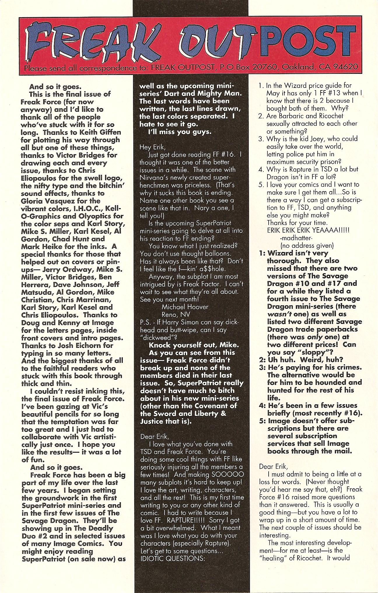 Read online Freak Force (1993) comic -  Issue #18 - 27