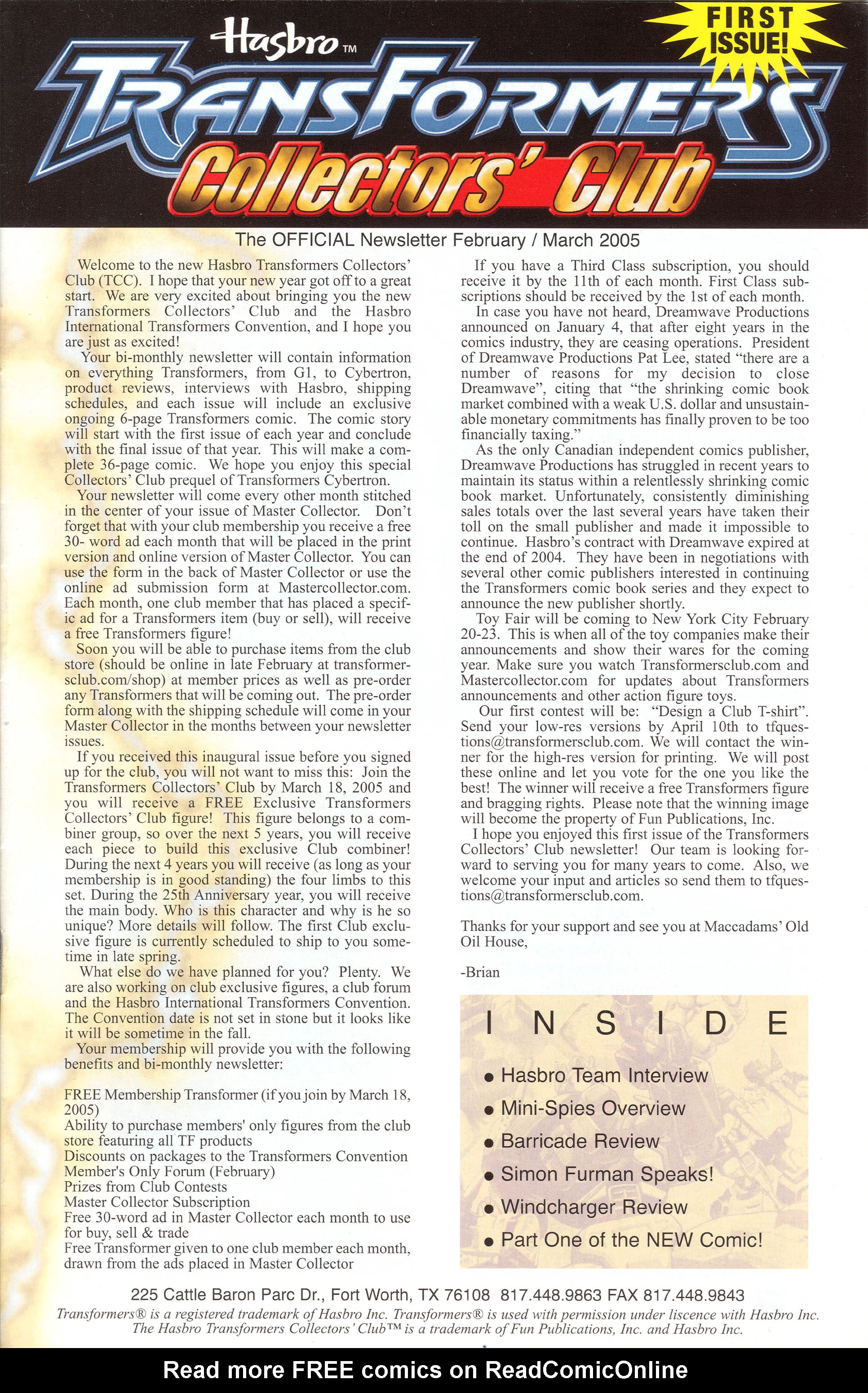 Read online Transformers: Collectors' Club comic -  Issue #1 - 1