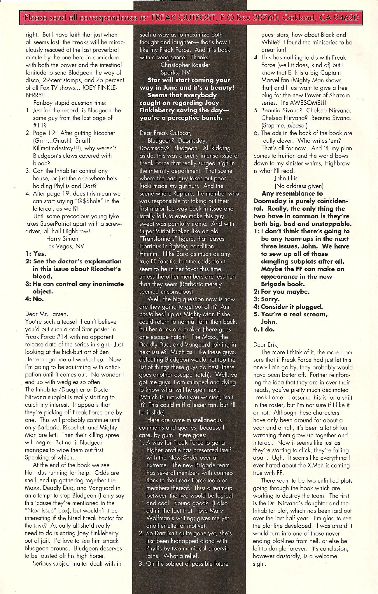 Read online Freak Force (1993) comic -  Issue #15 - 27