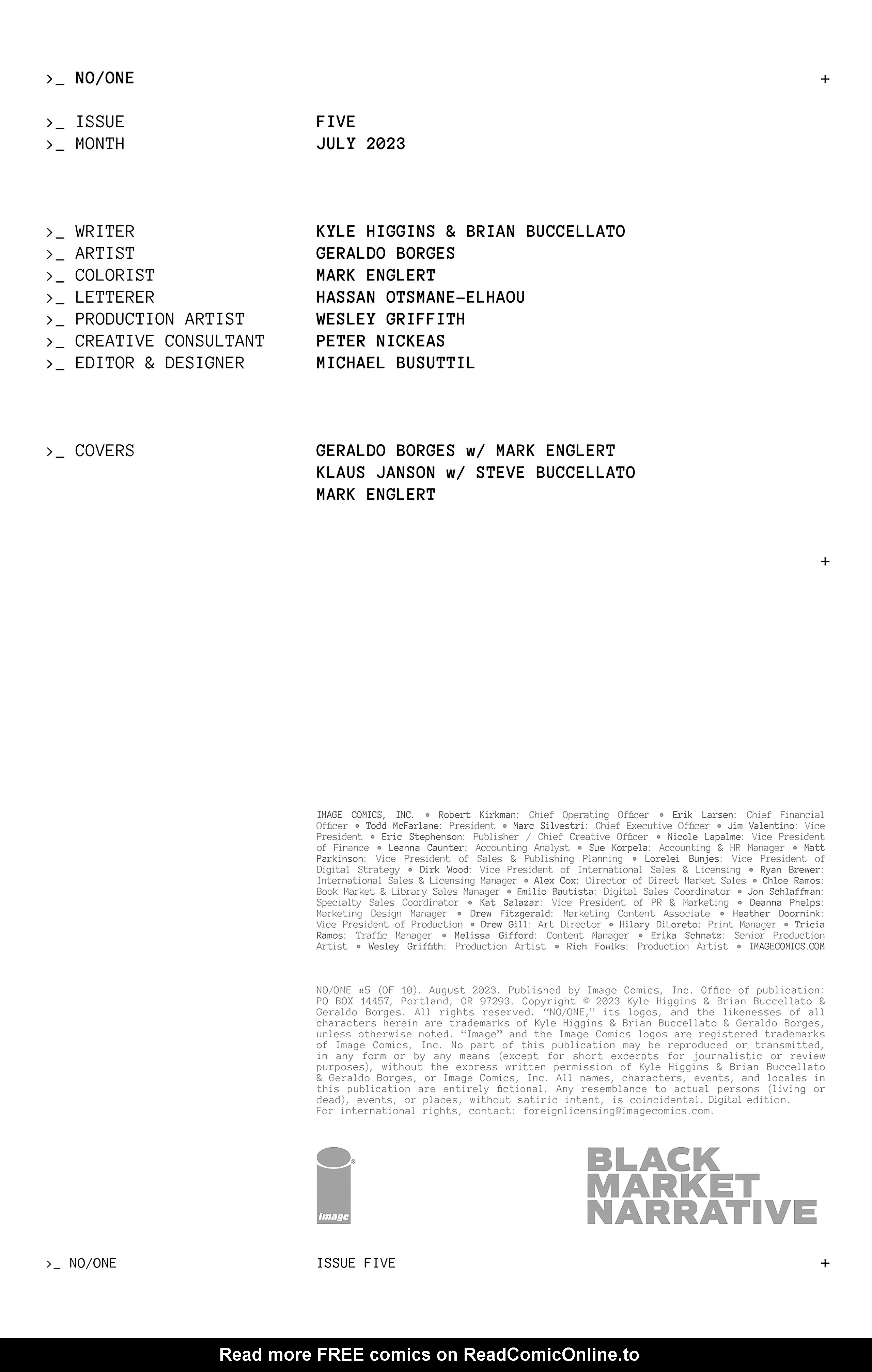 Read online No/One comic -  Issue #5 - 2