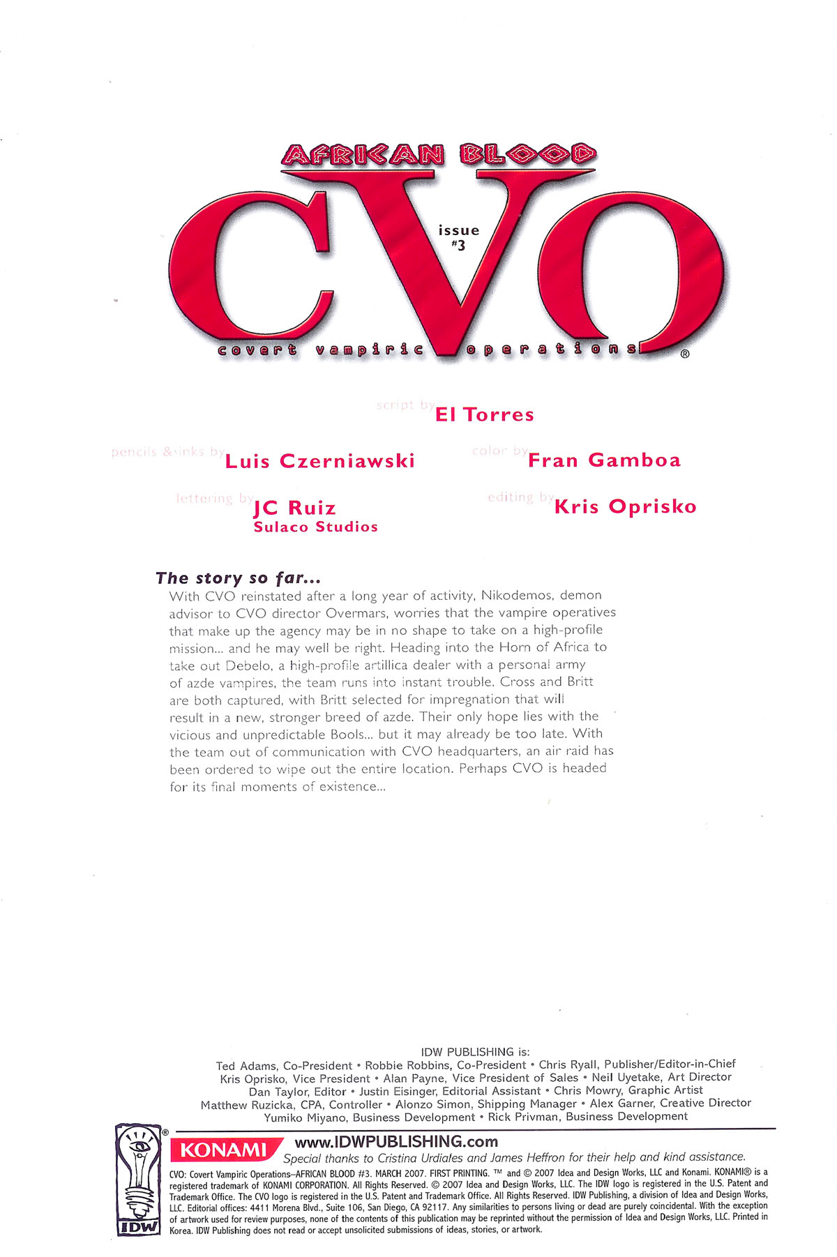 Read online CVO: Covert Vampiric Operations - African Blood comic -  Issue #3 - 2