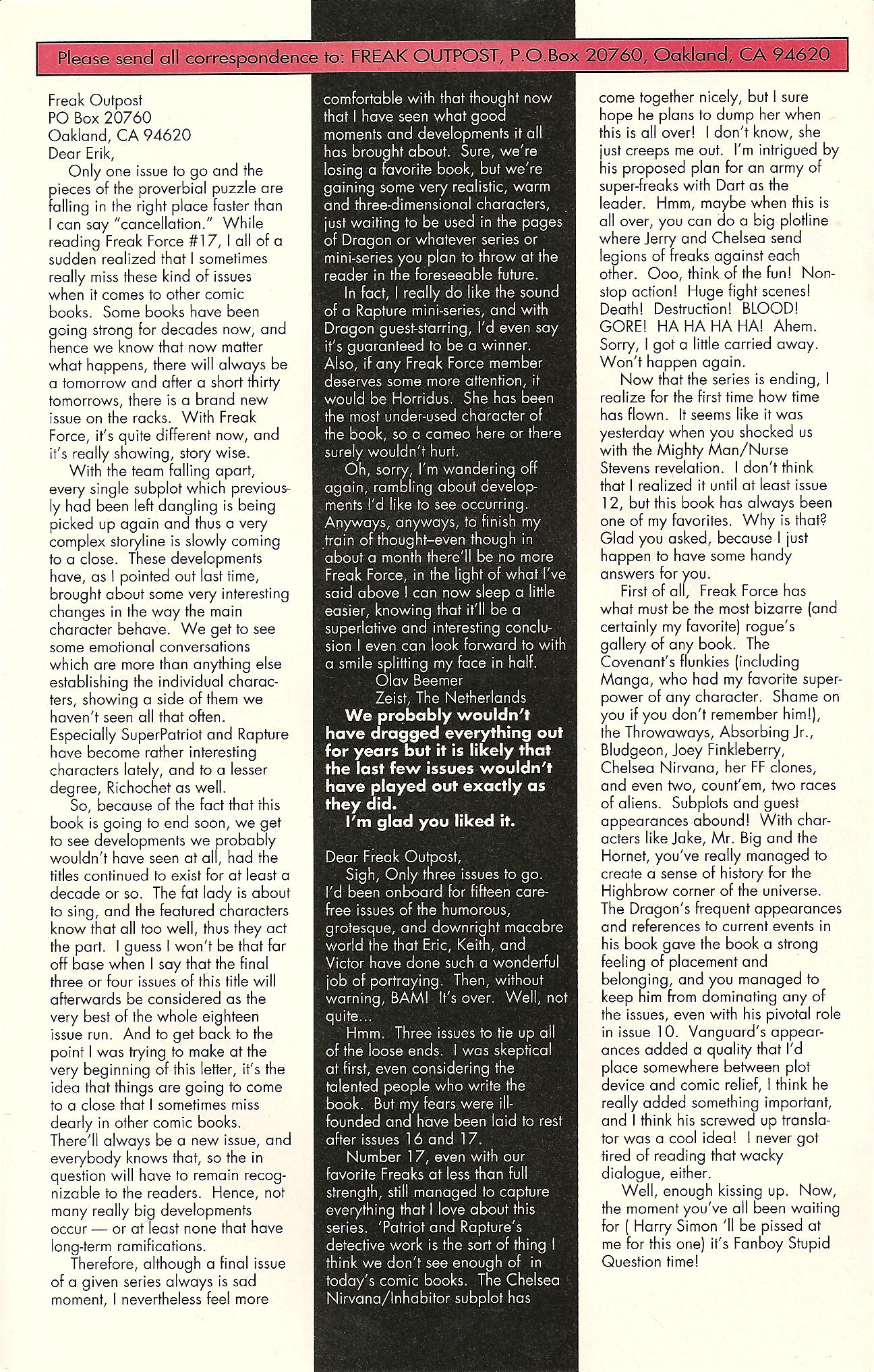 Read online Freak Force (1993) comic -  Issue #18 - 29