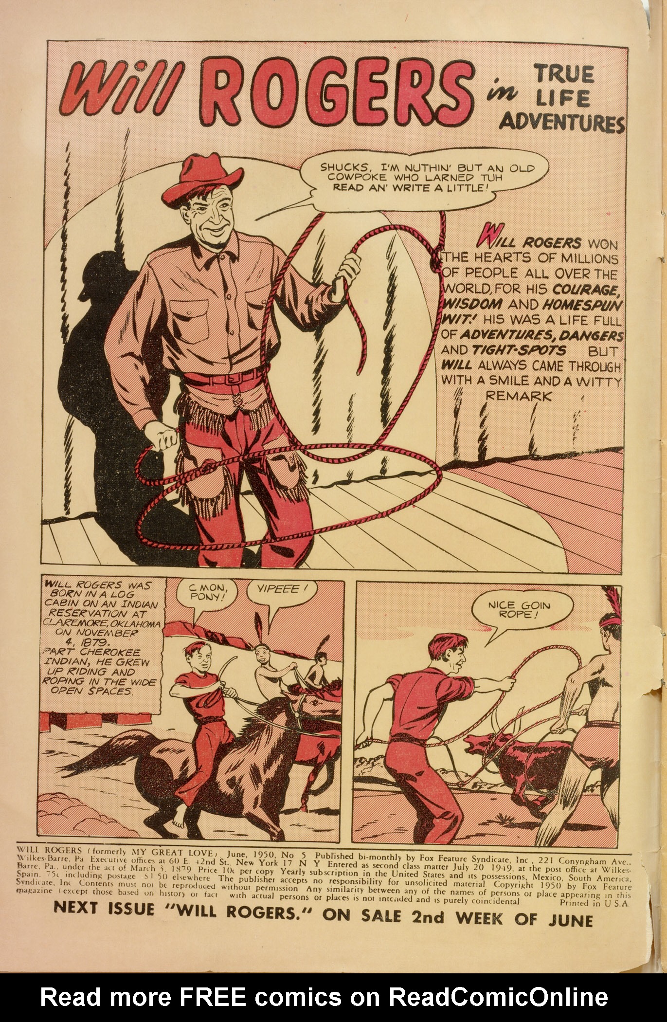 Read online Will Rogers Western comic -  Issue #5 - 2