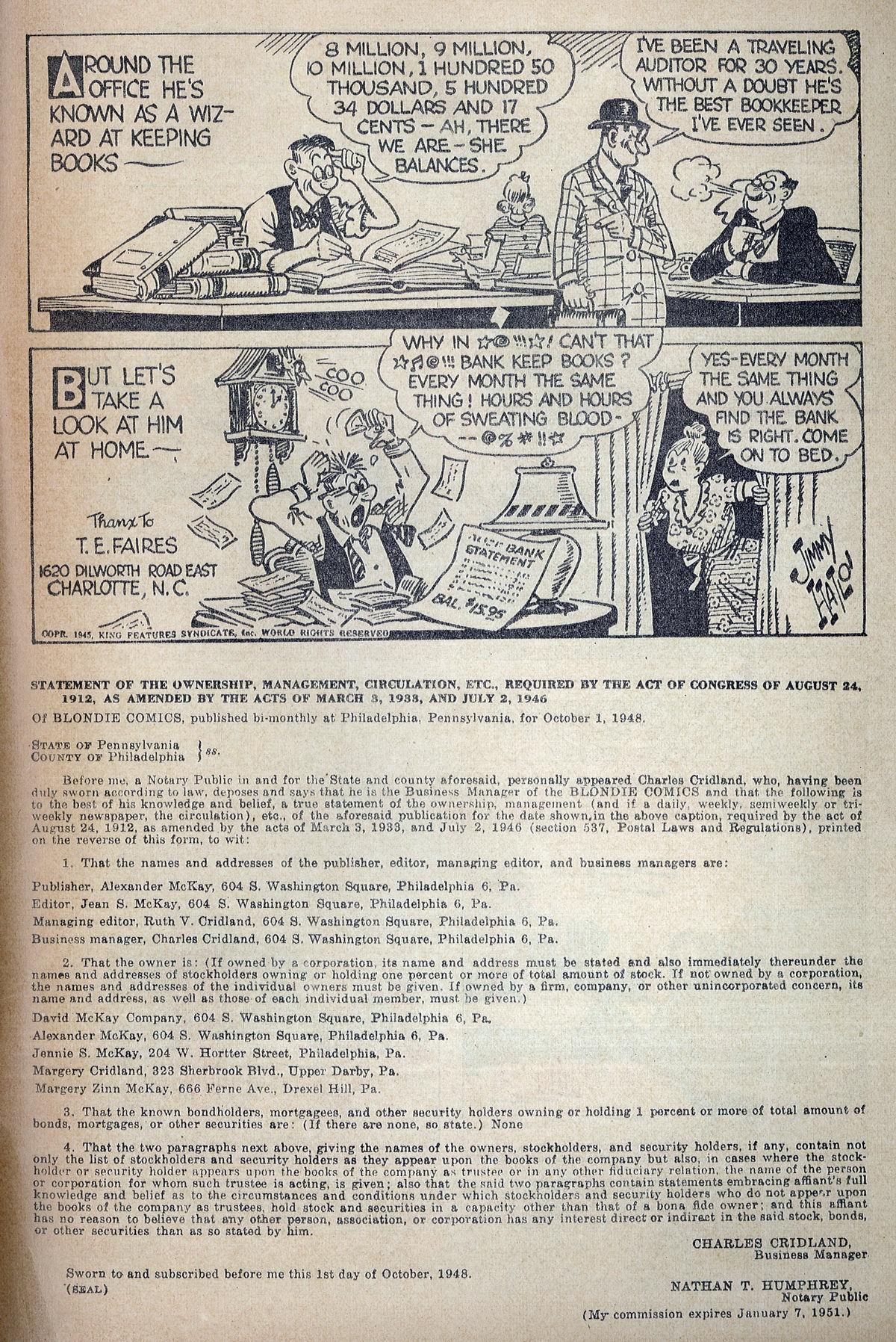Read online Blondie Comics (1947) comic -  Issue #10 - 34