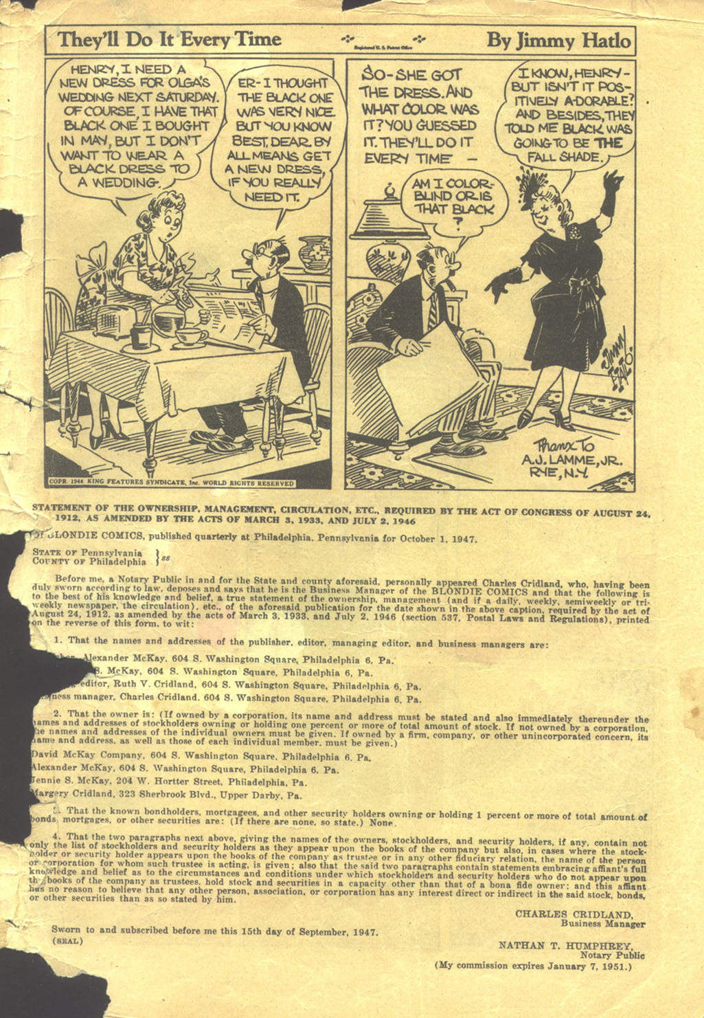 Read online Blondie Comics (1947) comic -  Issue #4 - 35
