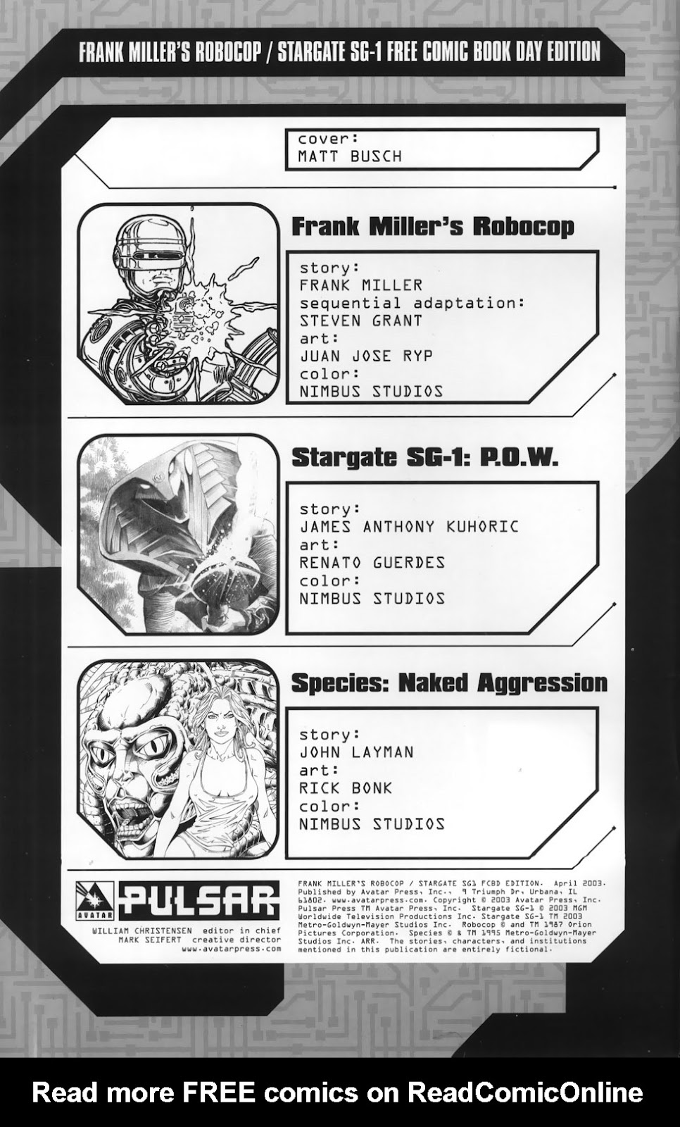 Frank Miller's Robocop / Stargate SG1 FCBD Edition issue Full - Page 2