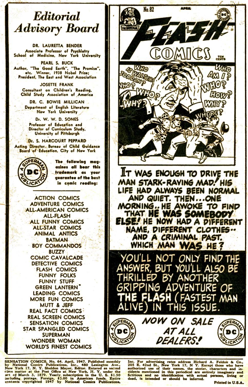 Read online Sensation (Mystery) Comics comic -  Issue #64 - 2