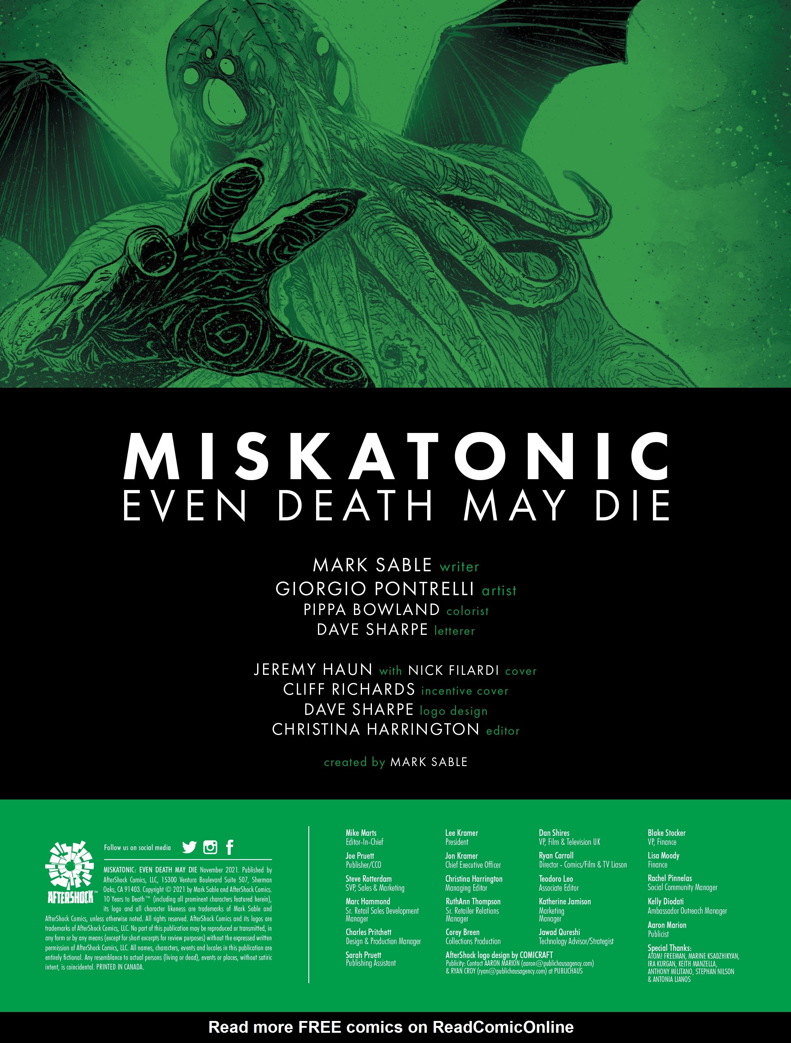 Read online Miskatonic: Even Death May Die comic -  Issue # Full - 2