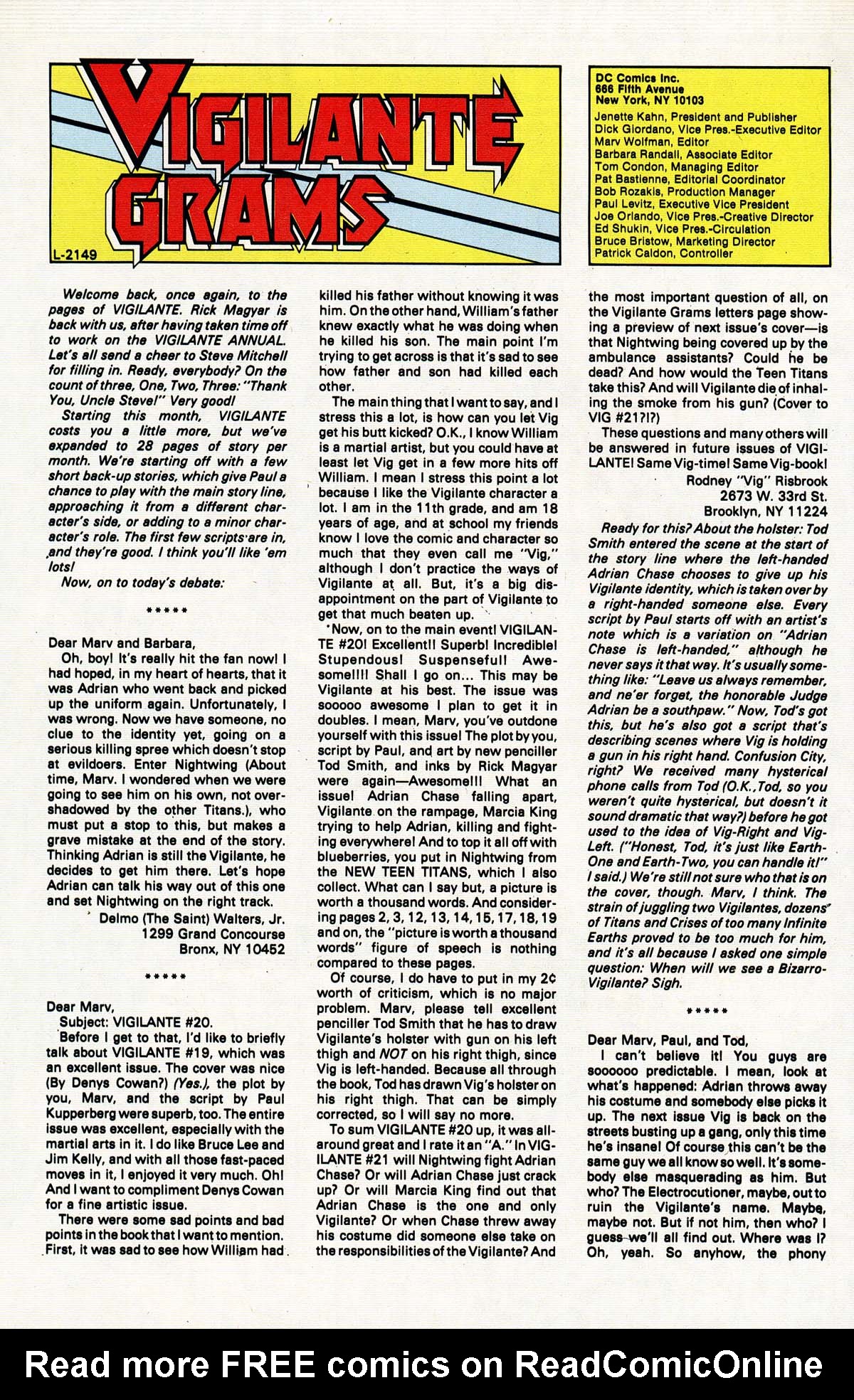 Read online Vigilante (1983) comic -  Issue #24 - 26