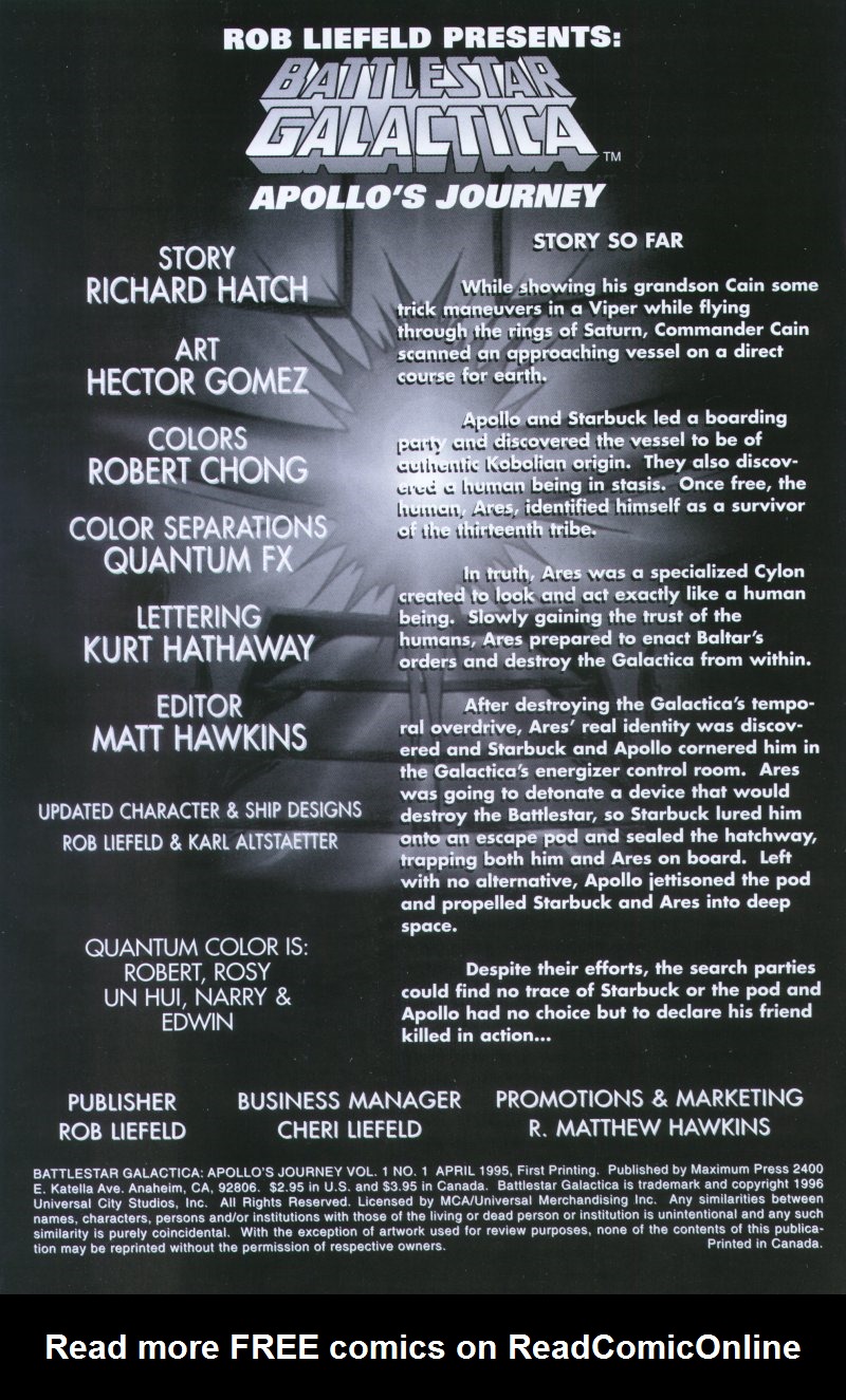 Read online Battlestar Galactica: Apollo's Journey comic -  Issue #1 - 2