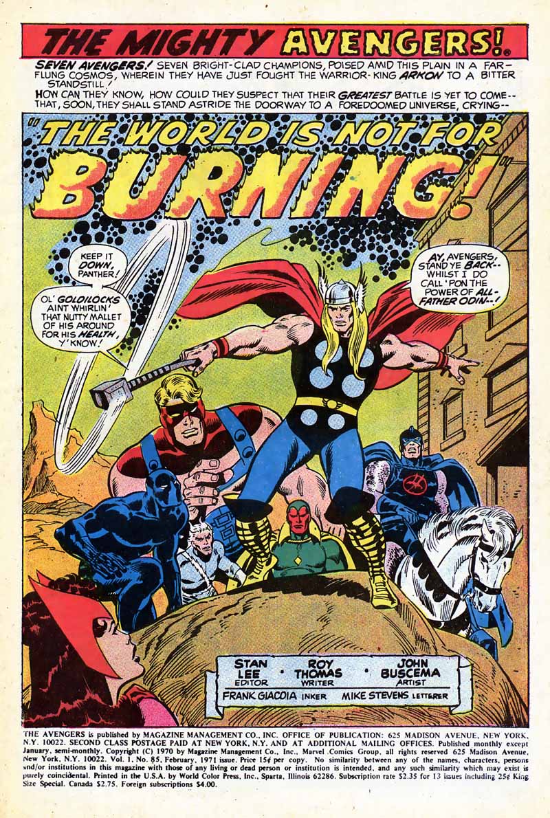 Read online The Avengers (1963) comic -  Issue #85 - 2