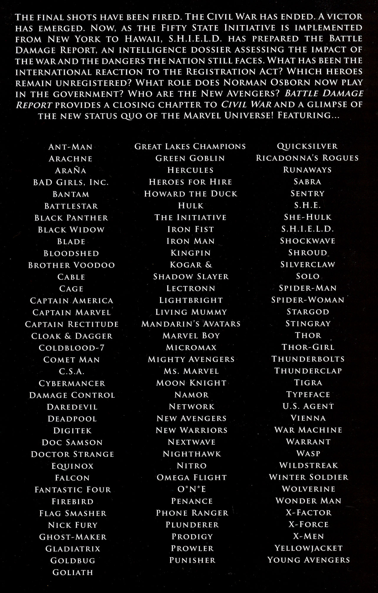 Read online Civil War: Battle Damage Report comic -  Issue # Full - 68