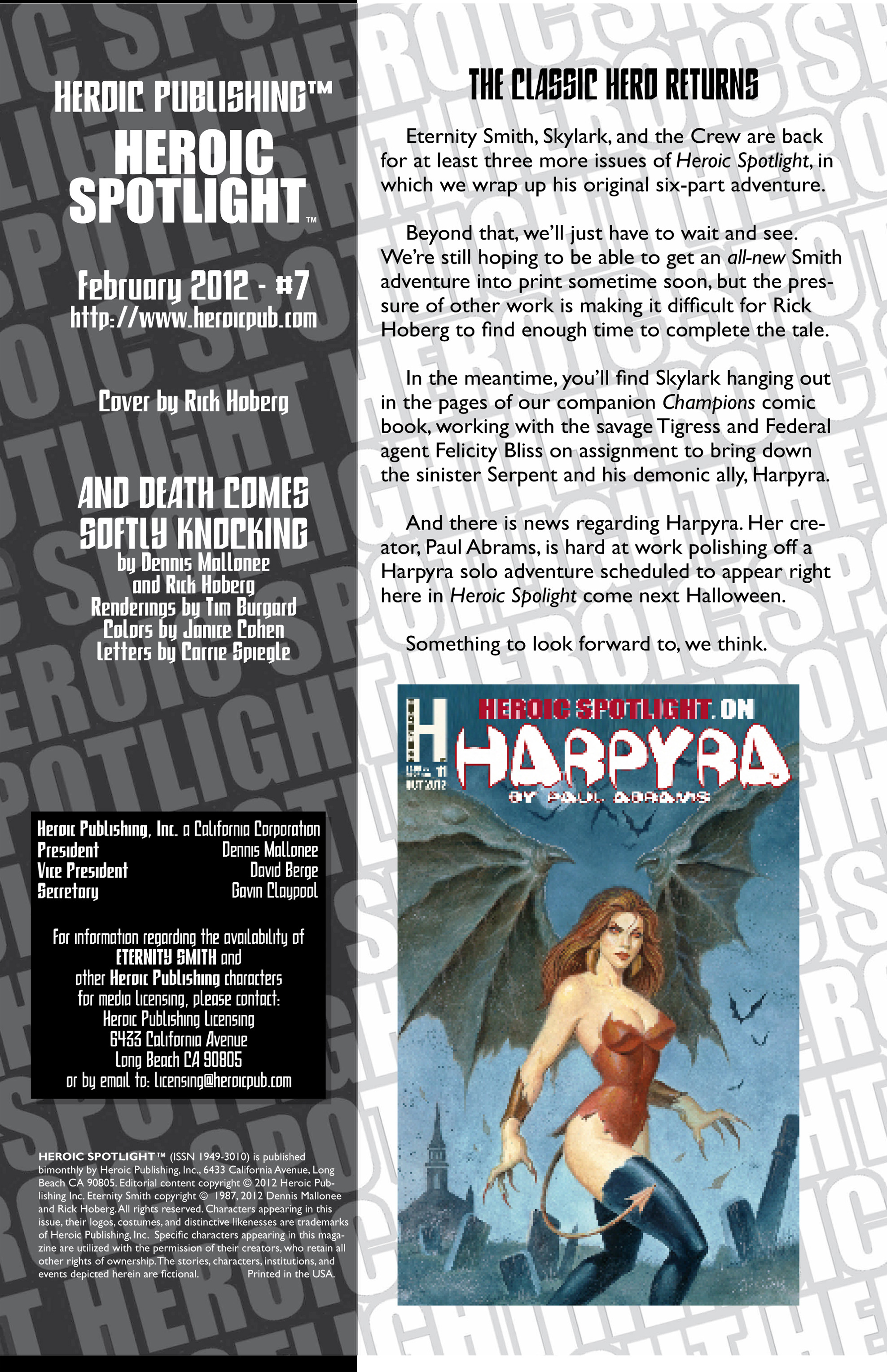 Read online Heroic Spotlight comic -  Issue #7 - 2