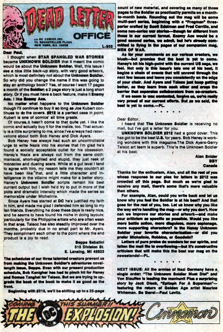 Read online Unknown Soldier (1977) comic -  Issue #217 - 23
