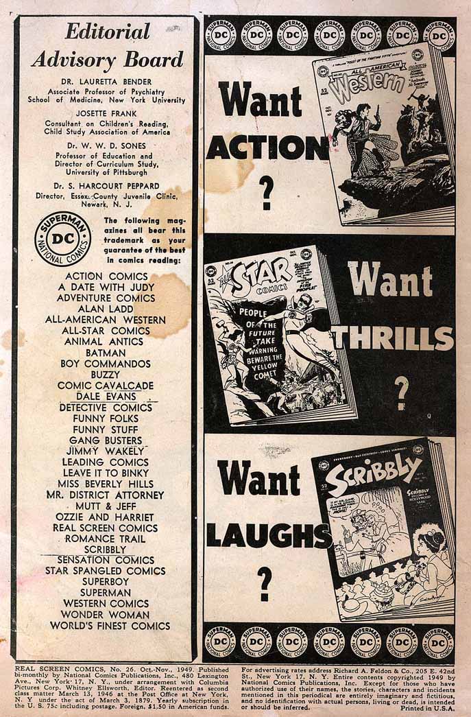 Read online Real Screen Comics comic -  Issue #26 - 2