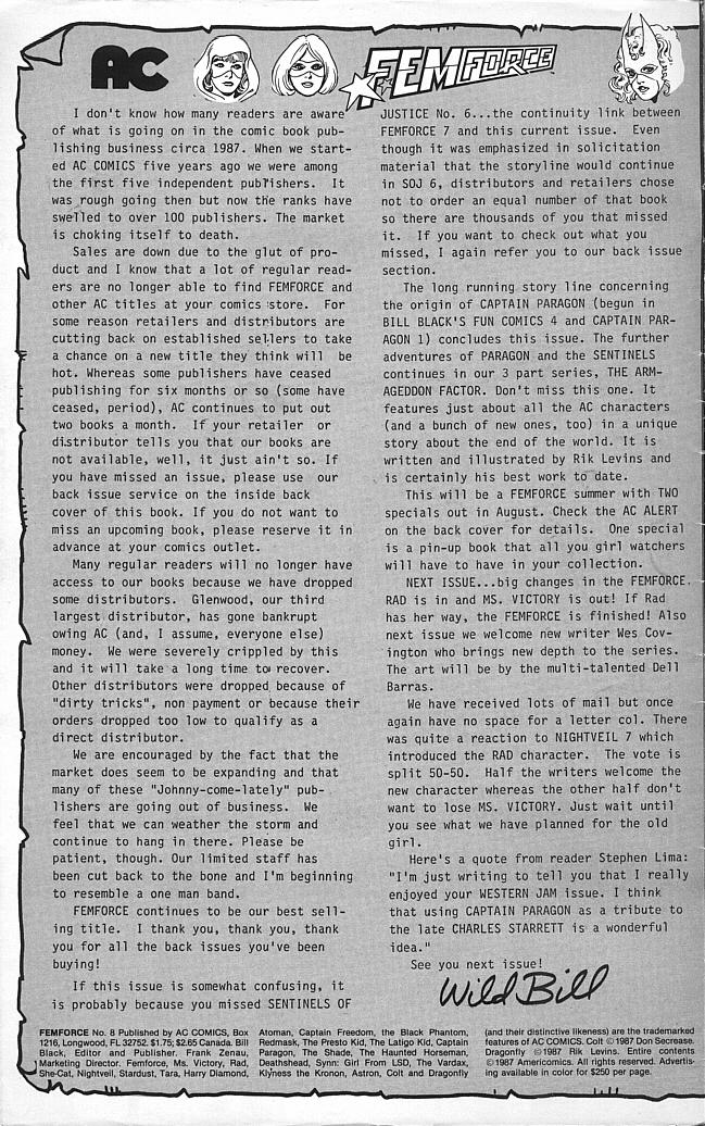 Read online Femforce comic -  Issue #8 - 2