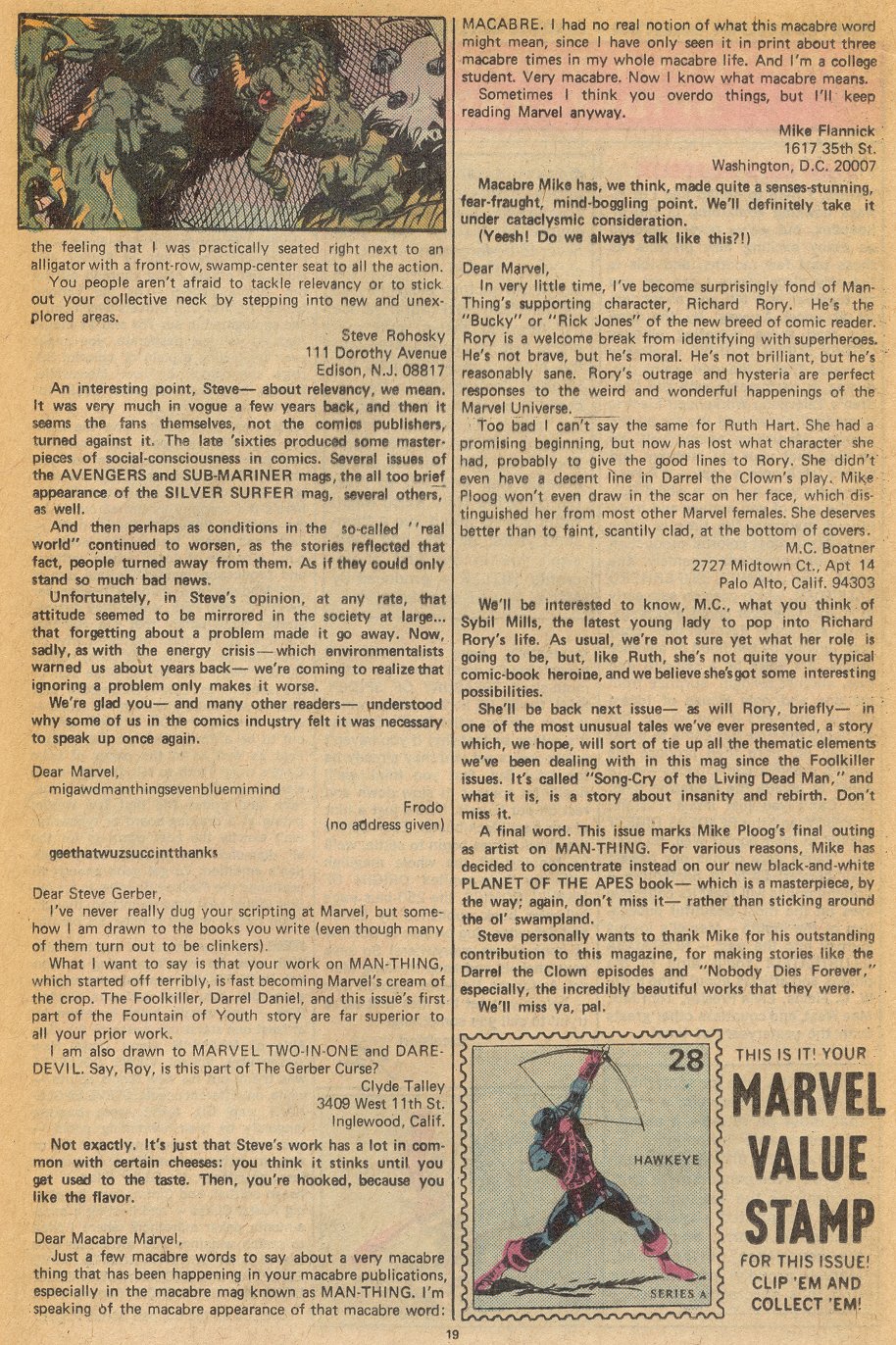 Read online Man-Thing (1974) comic -  Issue #11 - 14