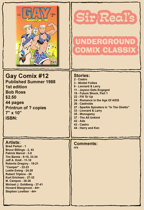Read online Gay Comix (Gay Comics) comic -  Issue #12 - 1
