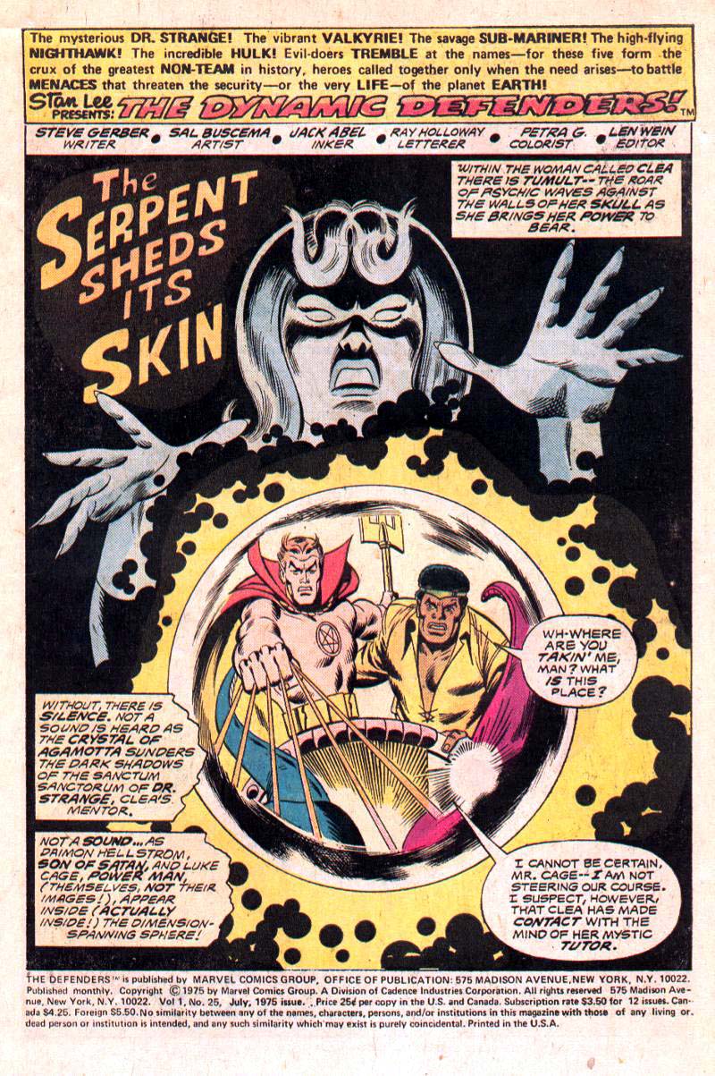 Read online The Defenders (1972) comic -  Issue #25 - 2